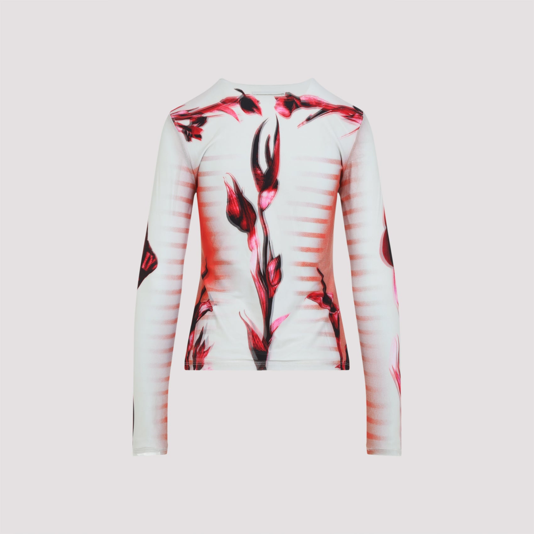 Jean Paul Gaultier Layered Long Sleeves Top Printed "Flower Body Morphing Mariniere" Women JEAN PAUL GAULTIER