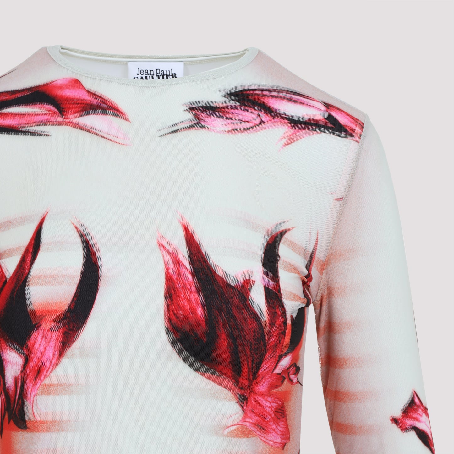 Jean Paul Gaultier Layered Long Sleeves Top Printed "Flower Body Morphing Mariniere" Women JEAN PAUL GAULTIER