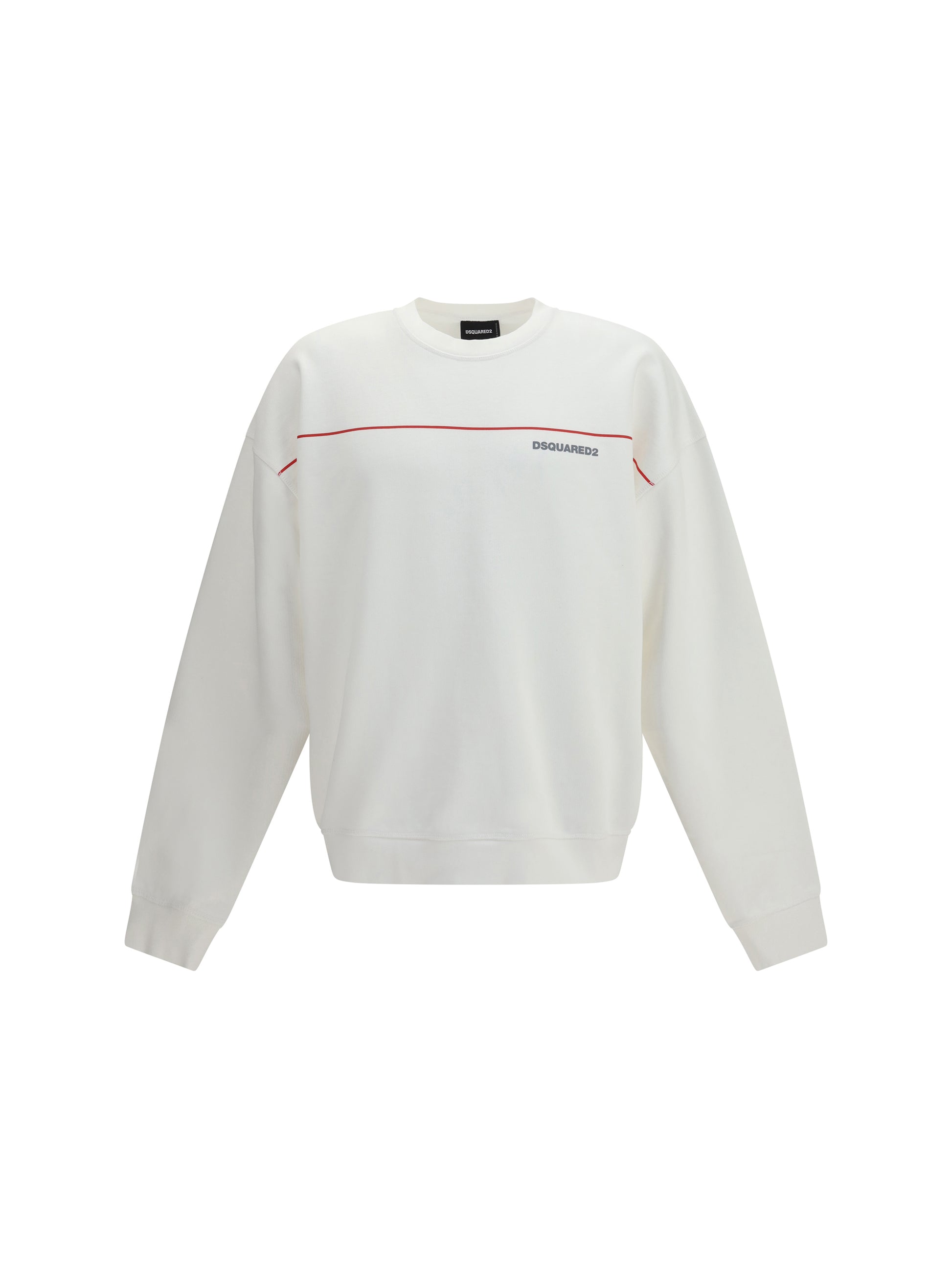 Dsquared2 Men Cotton Crew Neck Sweatshirt With Logo Print DSQUARED2