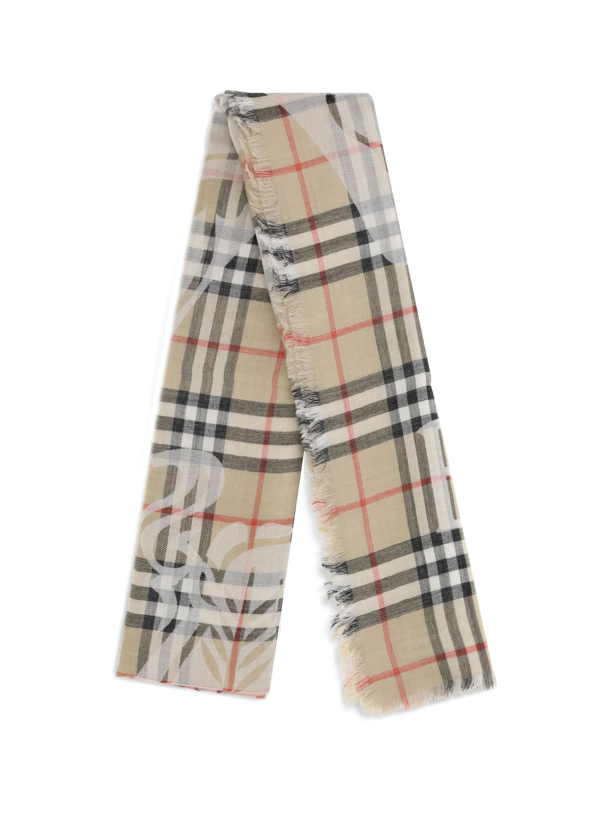 Burberry Men Wide Wool And Silk Check Scarf With Ekd BURBERRY
