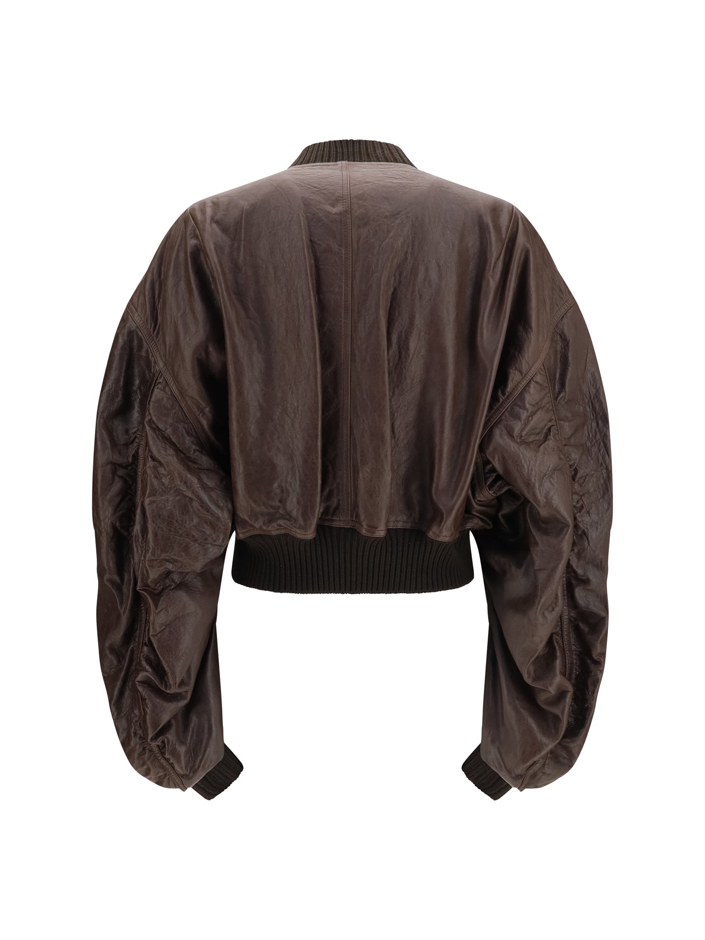 Rick Owens Women Cropped Leather Bomber Jacket