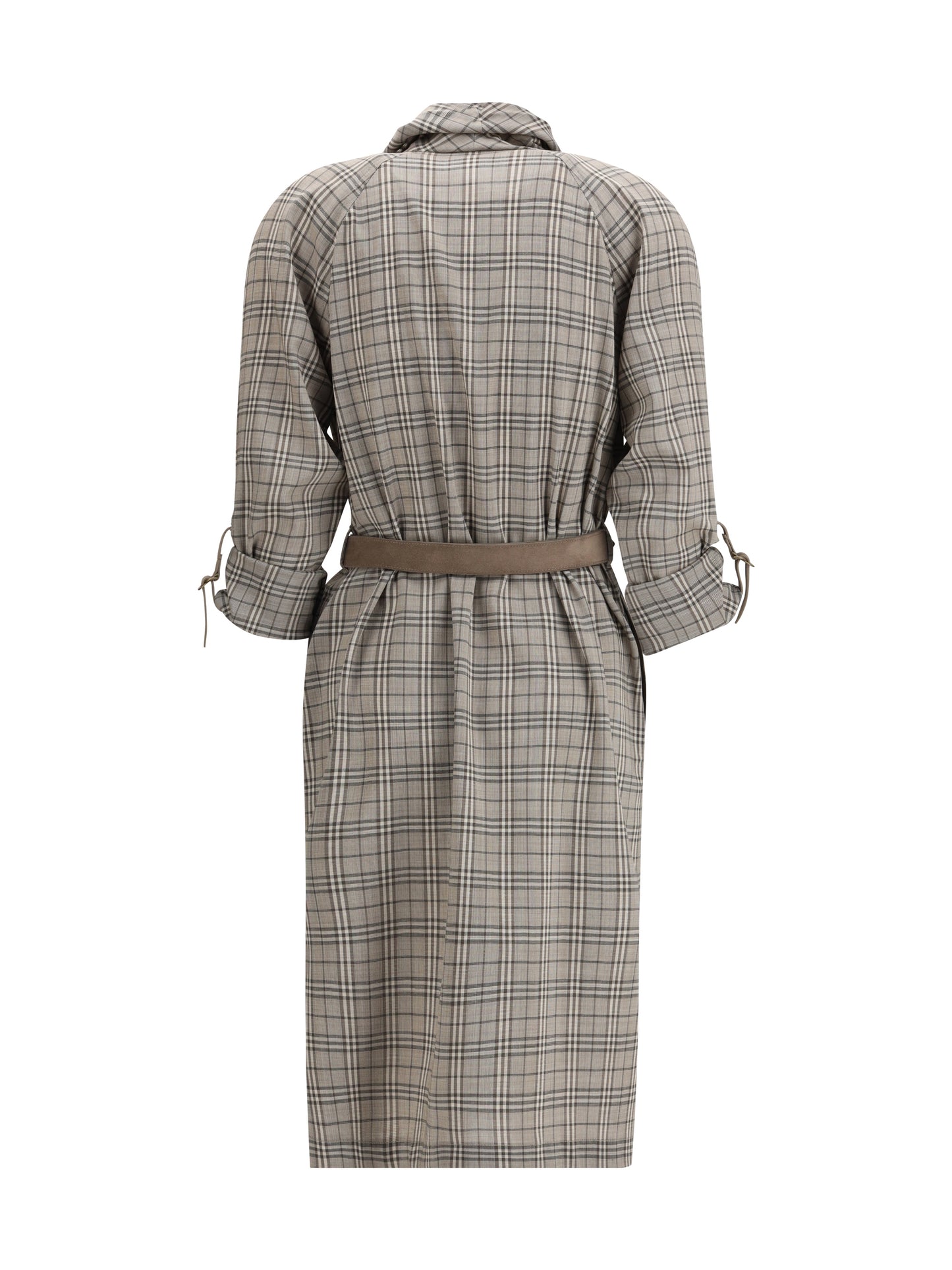 Burberry Women Wool Check Dress With A Shawl Collar BURBERRY