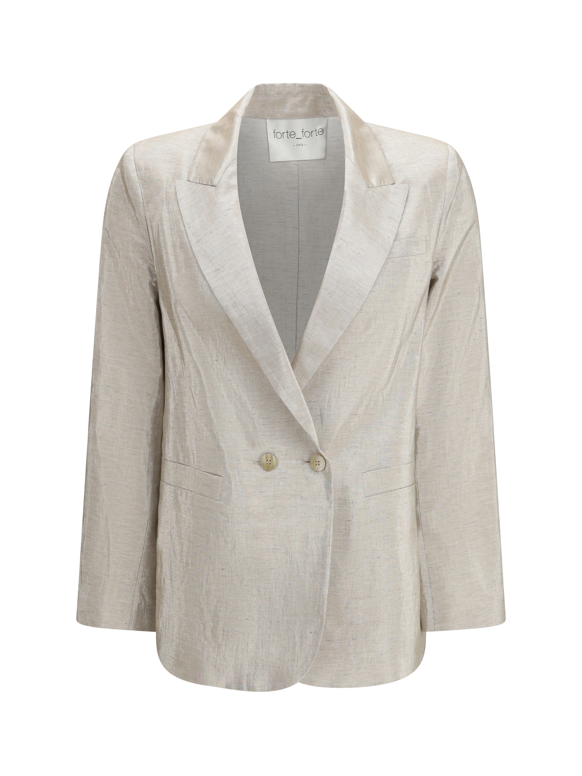 Forte_Forte Women Double-Breasted Jacket In Linen And Lurex With Jewel Buttons FORTE FORTE