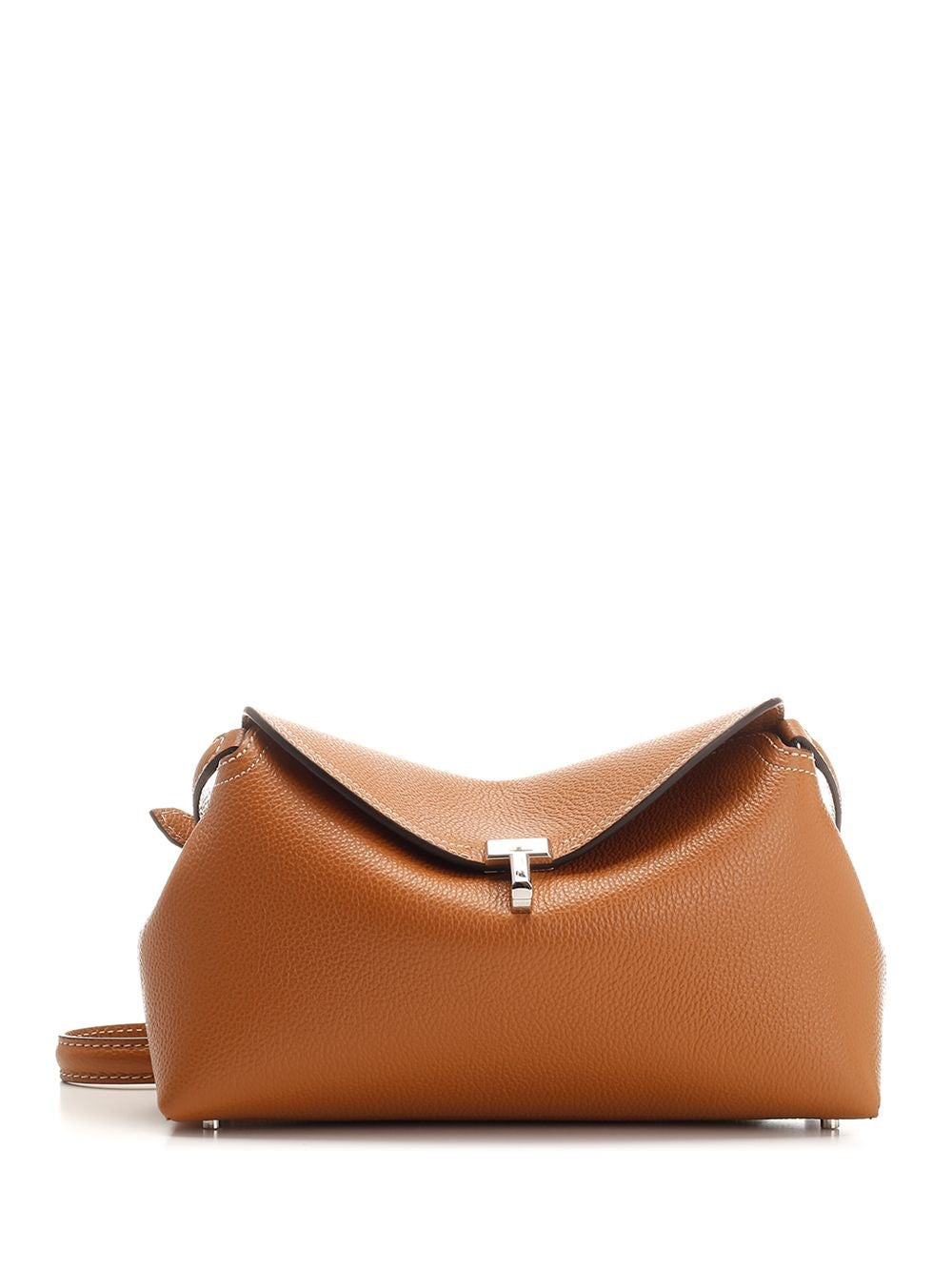 Toteme Women T-Lock Leather Clutch Bark TOTEME