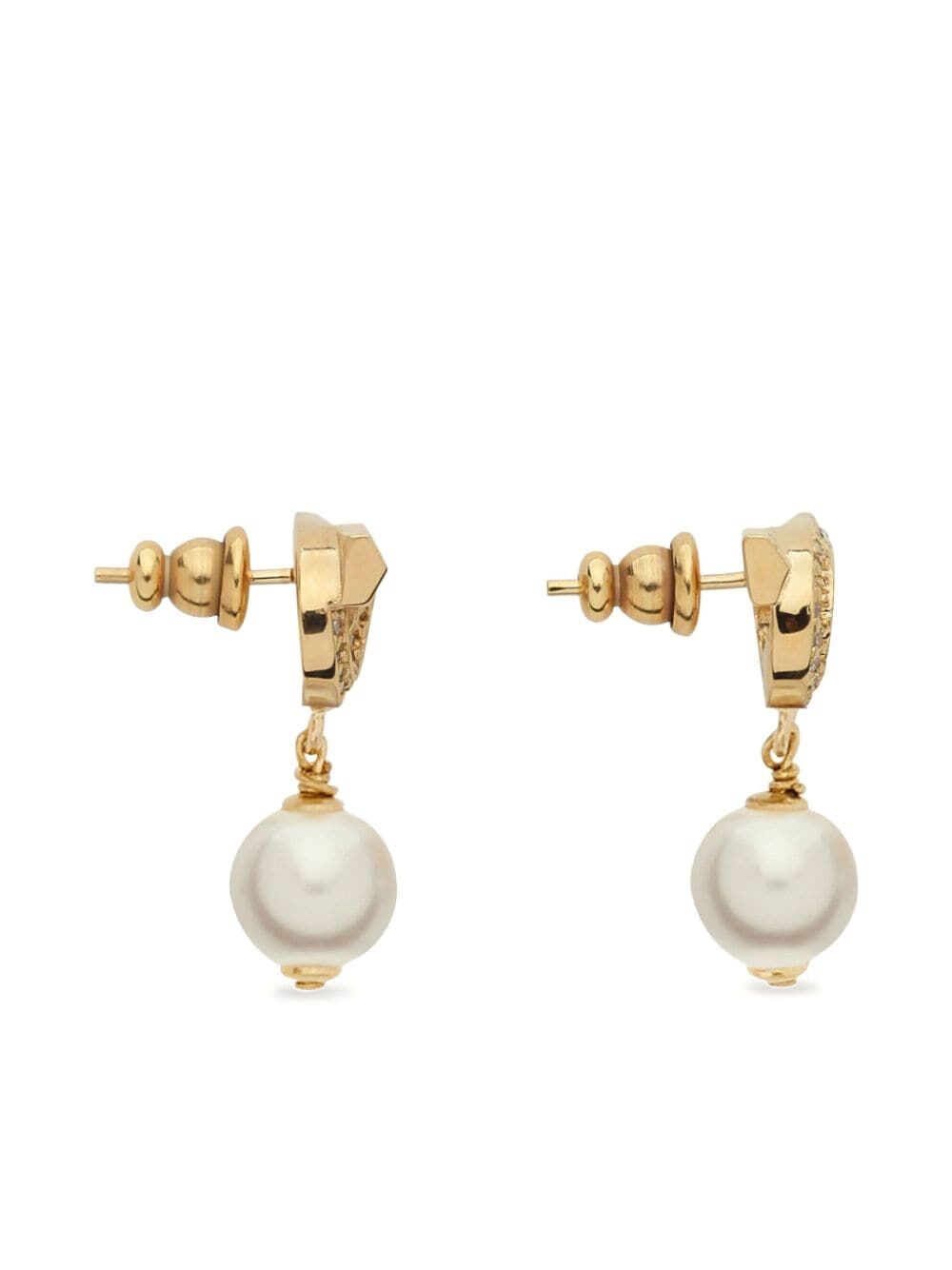 Ferragamo Women Gancini Earrings With Pearls And Crystals FERRAGAMO
