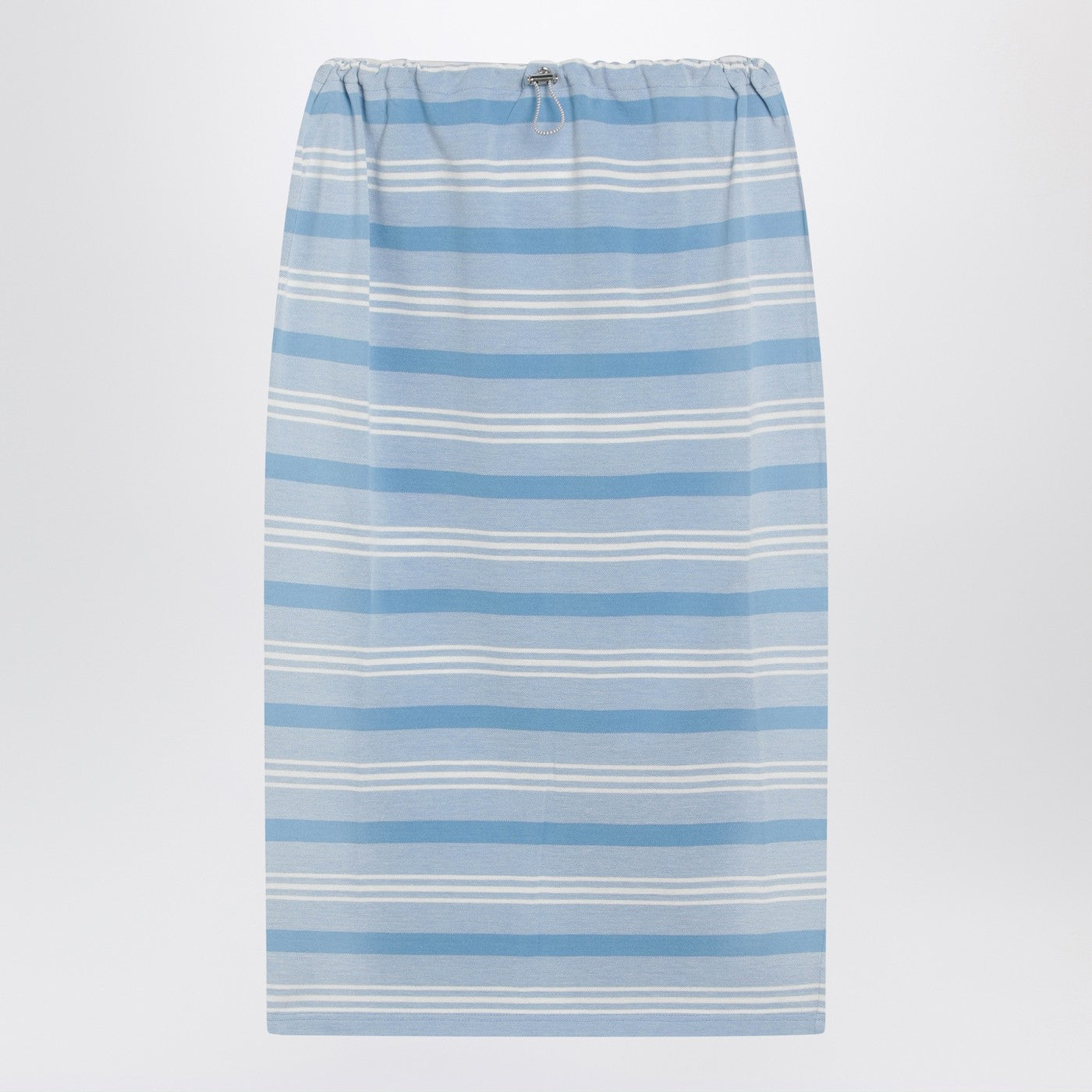 Prada Gonna Midi In Piquet A Righe Celeste Women PRADA