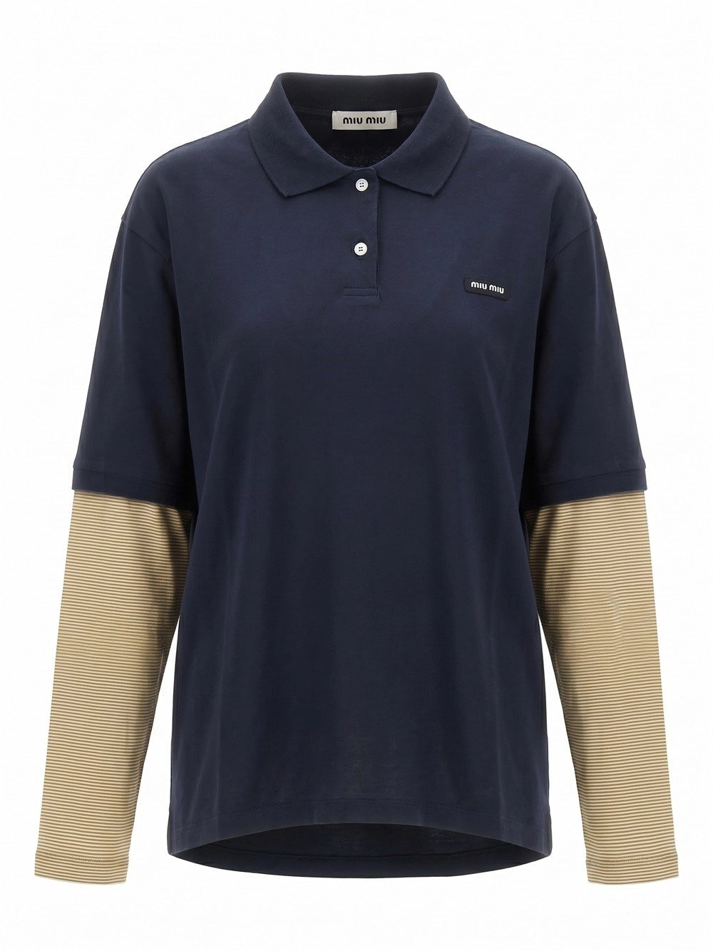 Miu Miu Women Polo Shirt With Jersey Sleeves