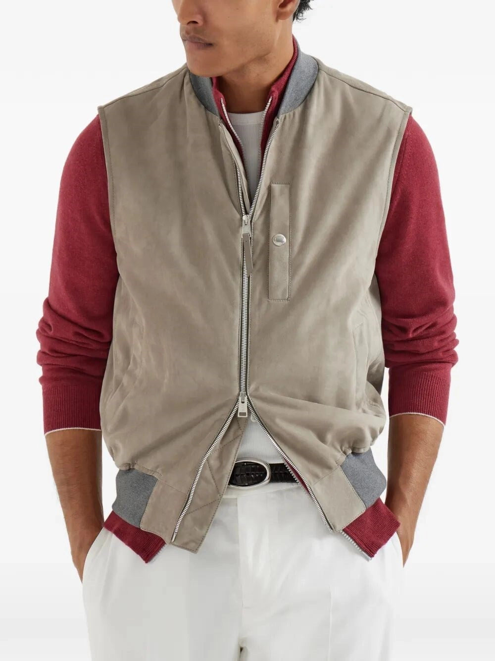 Brunello Cucinelli Men Sleeveless Leather Jacket BRUNELLO CUCINELLI