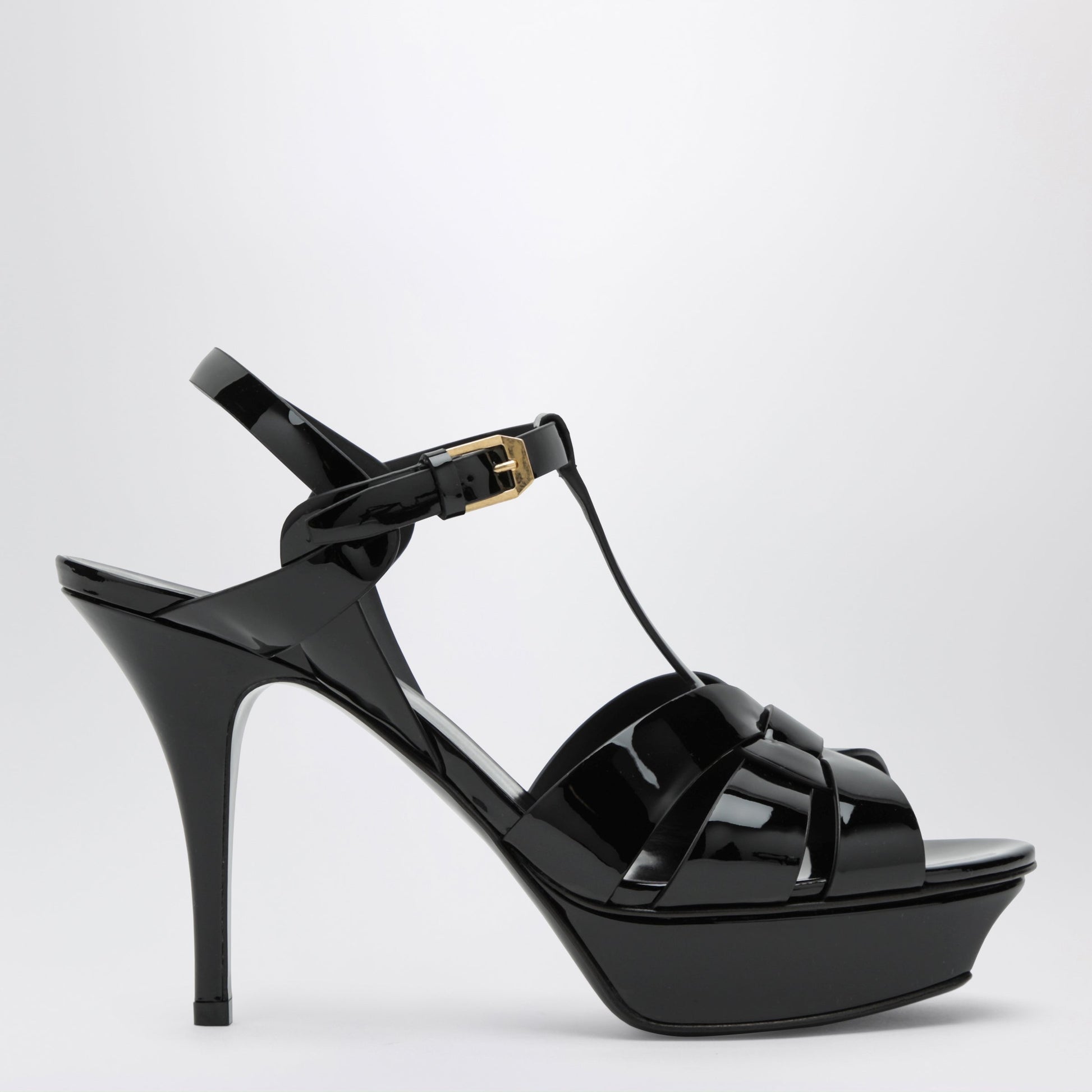 Saint Laurent Tribute Platform Sandals In Black Patent Leather Women SAINT LAURENT