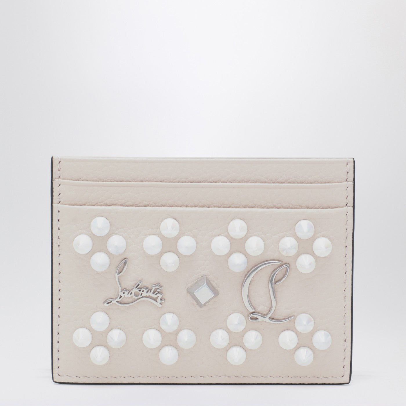 Christian Louboutin Kios Card Holder In Grained Calfskin And Spikes Women CHRISTIAN LOUBOUTIN