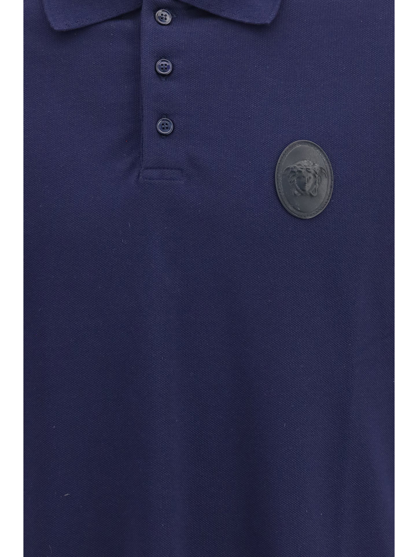 Versace Men Cotton Piqué Polo With Medusa Patch VERSACE