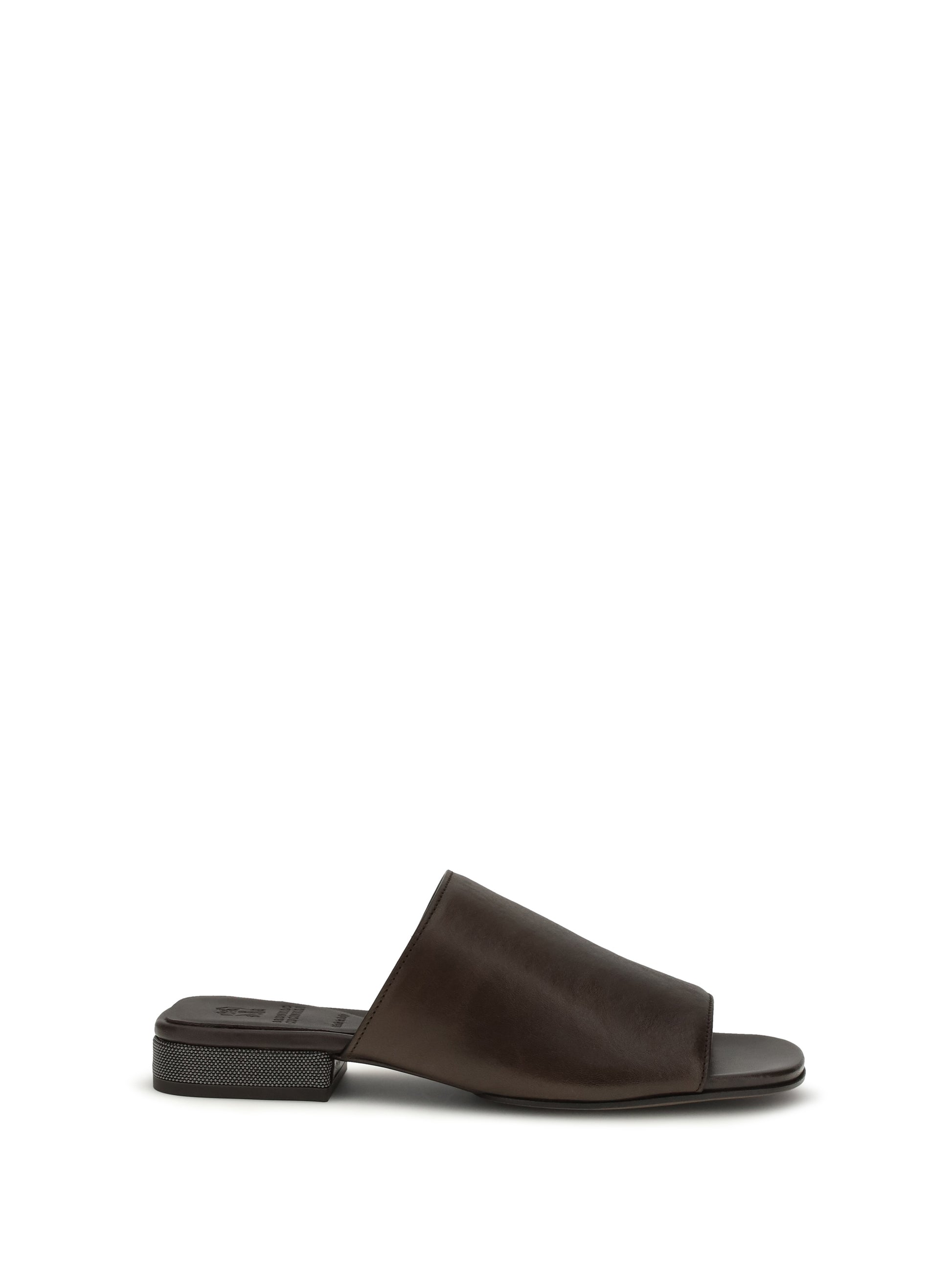 Brunello Cucinelli Women Riding Calfskin Sandals With Monili BRUNELLO CUCINELLI