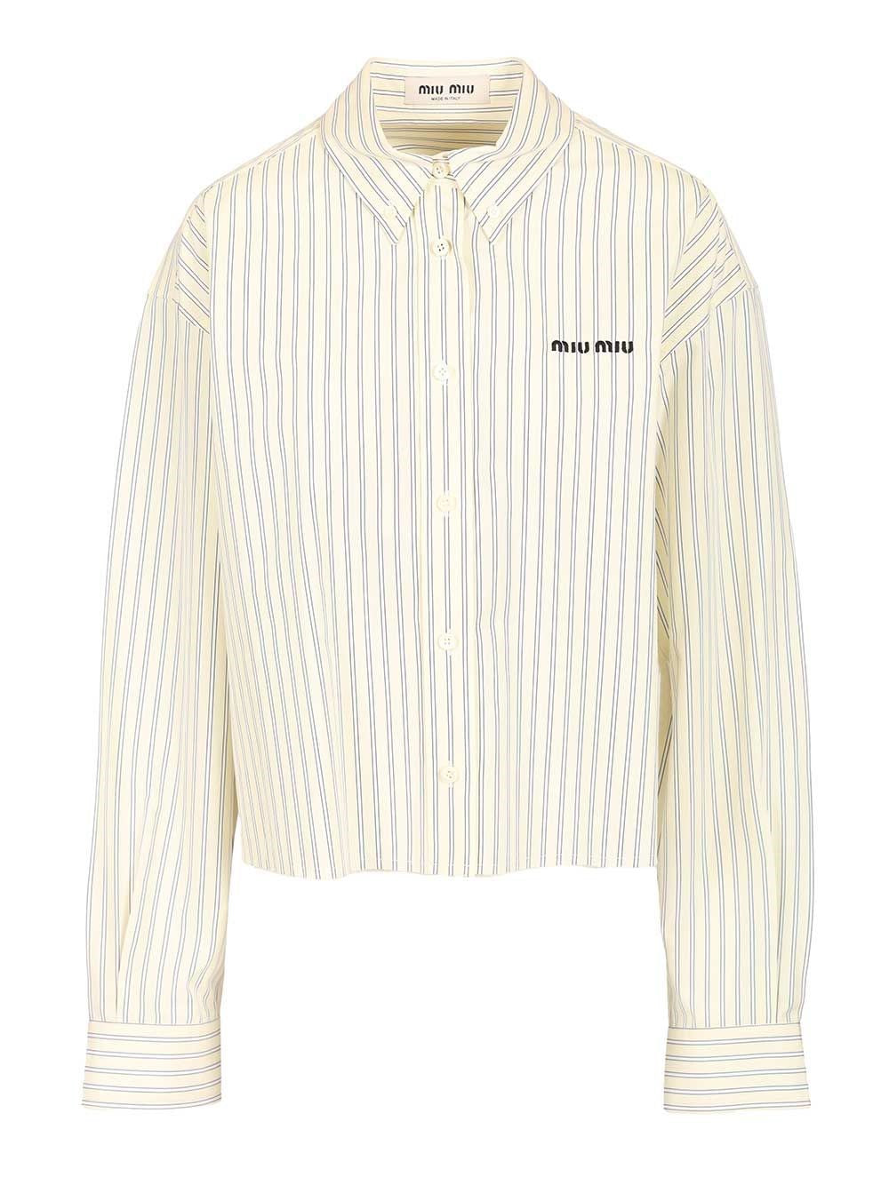 Miu Miu Women Striped Poplin Shirt MIU MIU