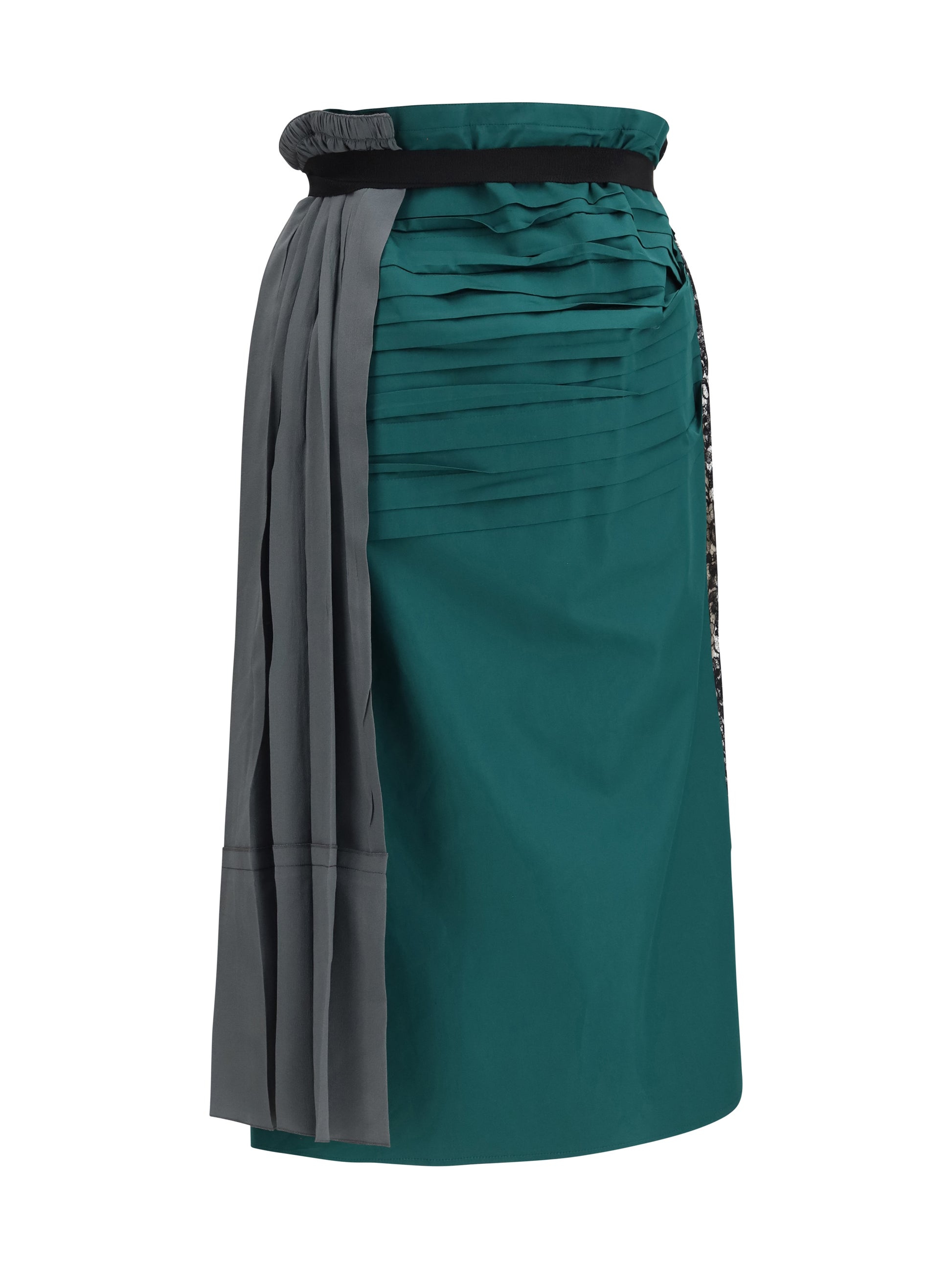 Prada Women Patchwork Midi Skirt With Panel Construction PRADA