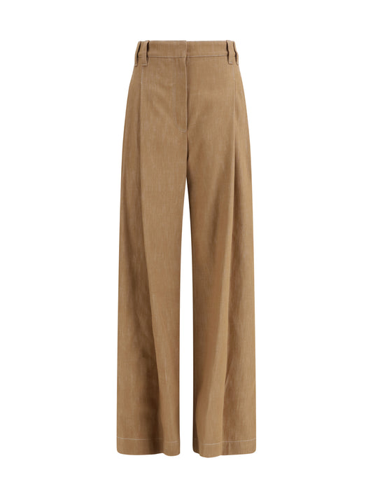 Brunello Cucinelli Women Denim-Effect Twill Wide Pants BRUNELLO CUCINELLI