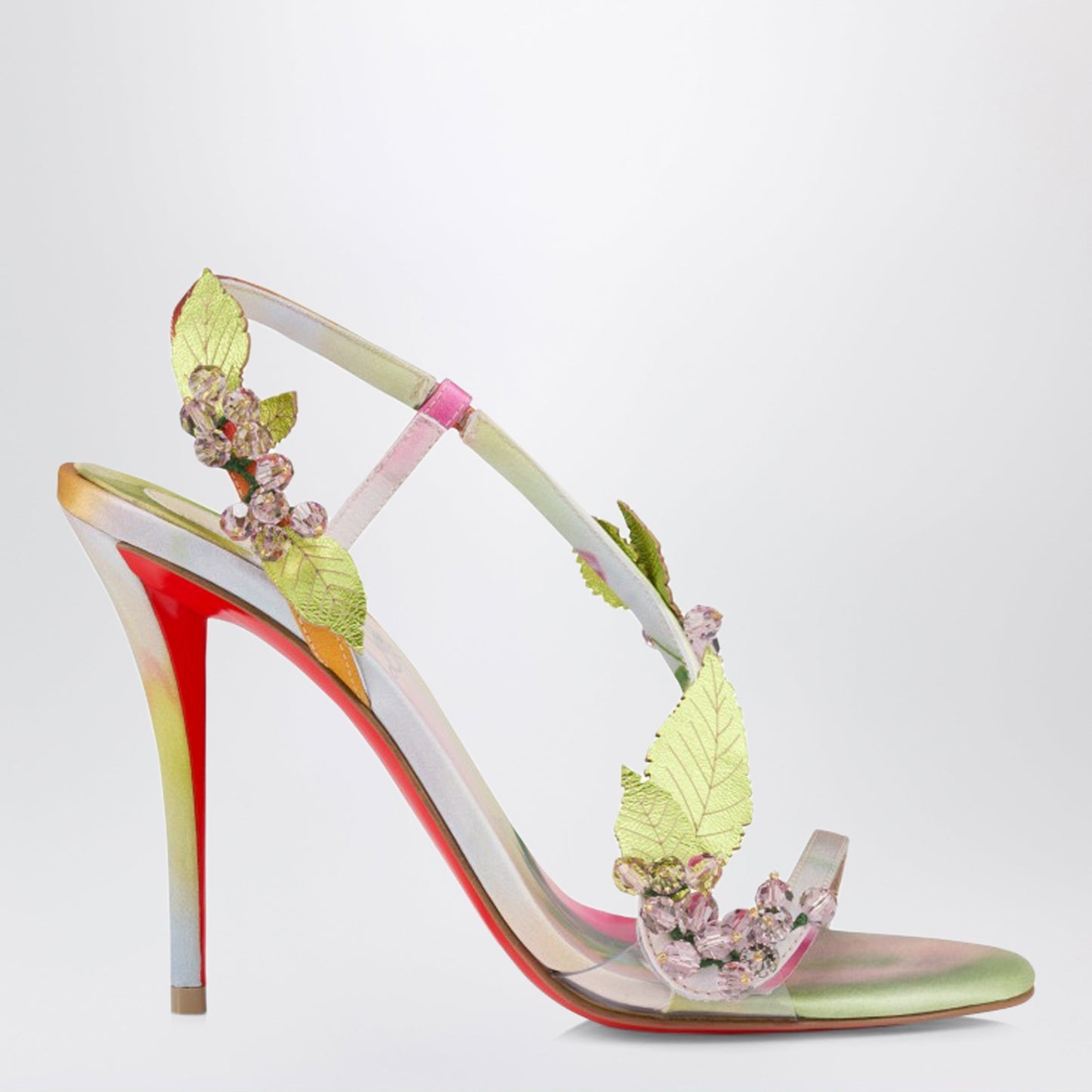 Christian Louboutin Fruit Pink Sandals In Multicoloured Botanical-Print Satin Crãªpe Women CHRISTIAN LOUBOUTIN