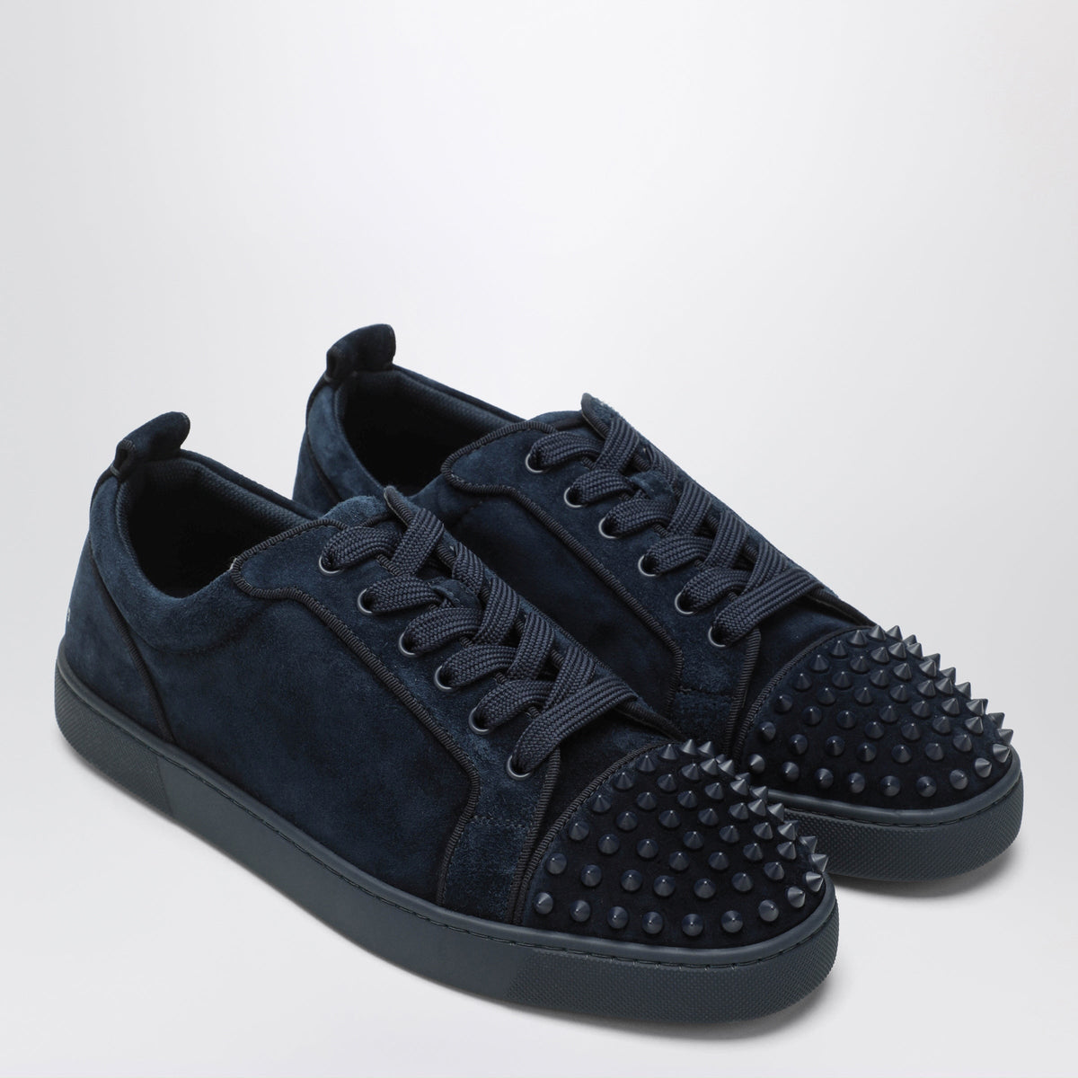 Christian Louboutin Louis Jr Spikes Canopy Sneakers In Navy Suede Men CHRISTIAN LOUBOUTIN