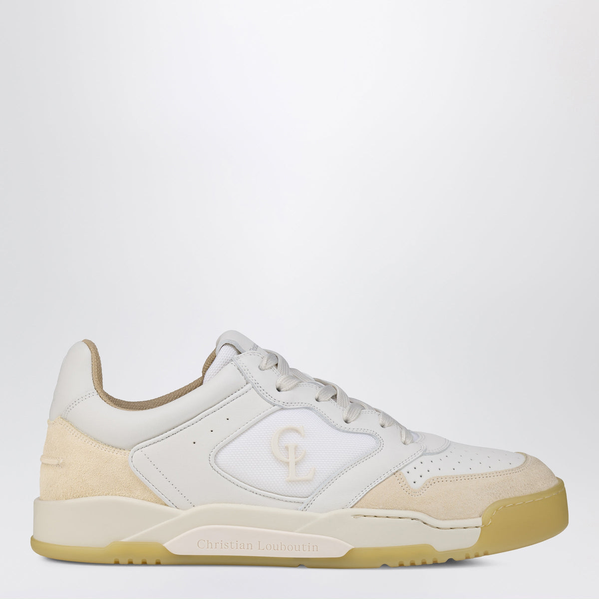 Christian Louboutin White/Beige Bsktball 1 Retro Sneakers In Leather Men CHRISTIAN LOUBOUTIN