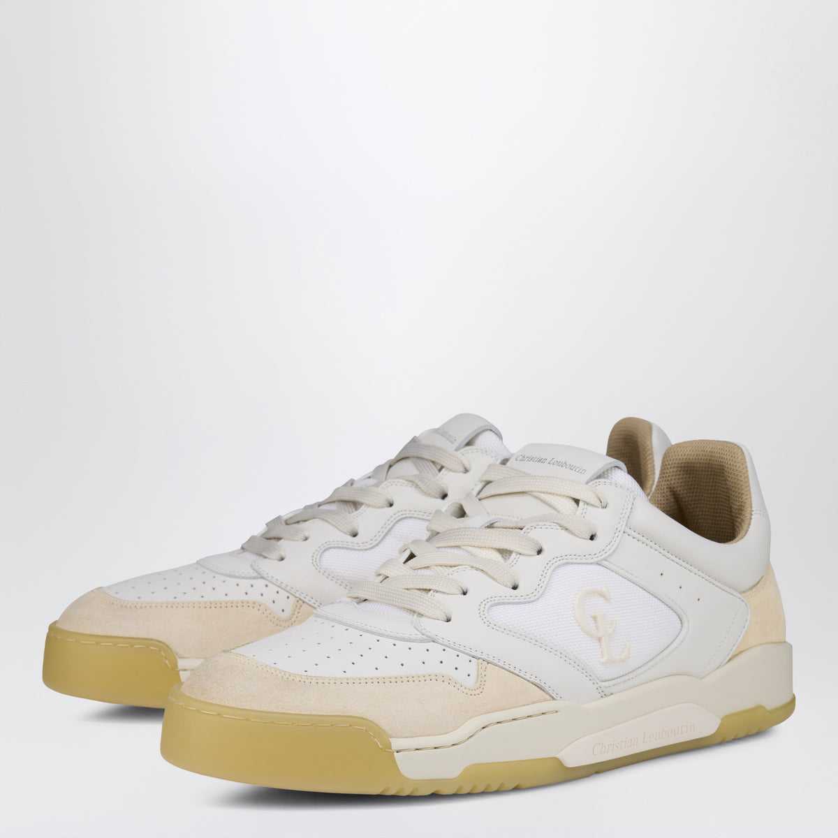 Christian Louboutin White/Beige Bsktball 1 Retro Sneakers In Leather Men CHRISTIAN LOUBOUTIN