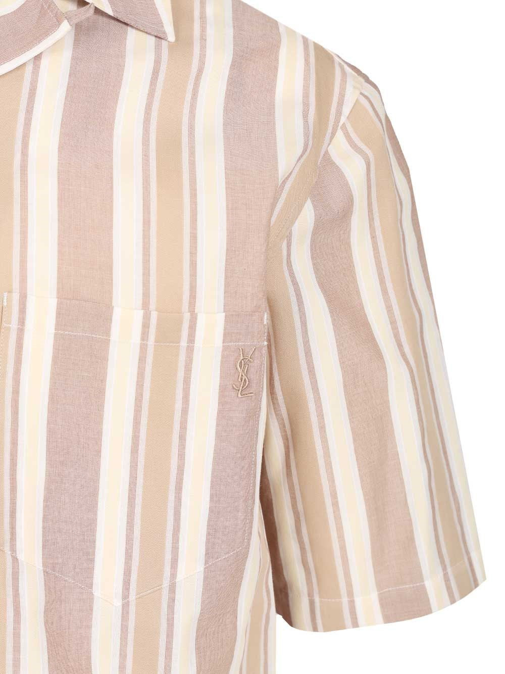 Saint Laurent Men Striped Cotton Shirt SAINT LAURENT