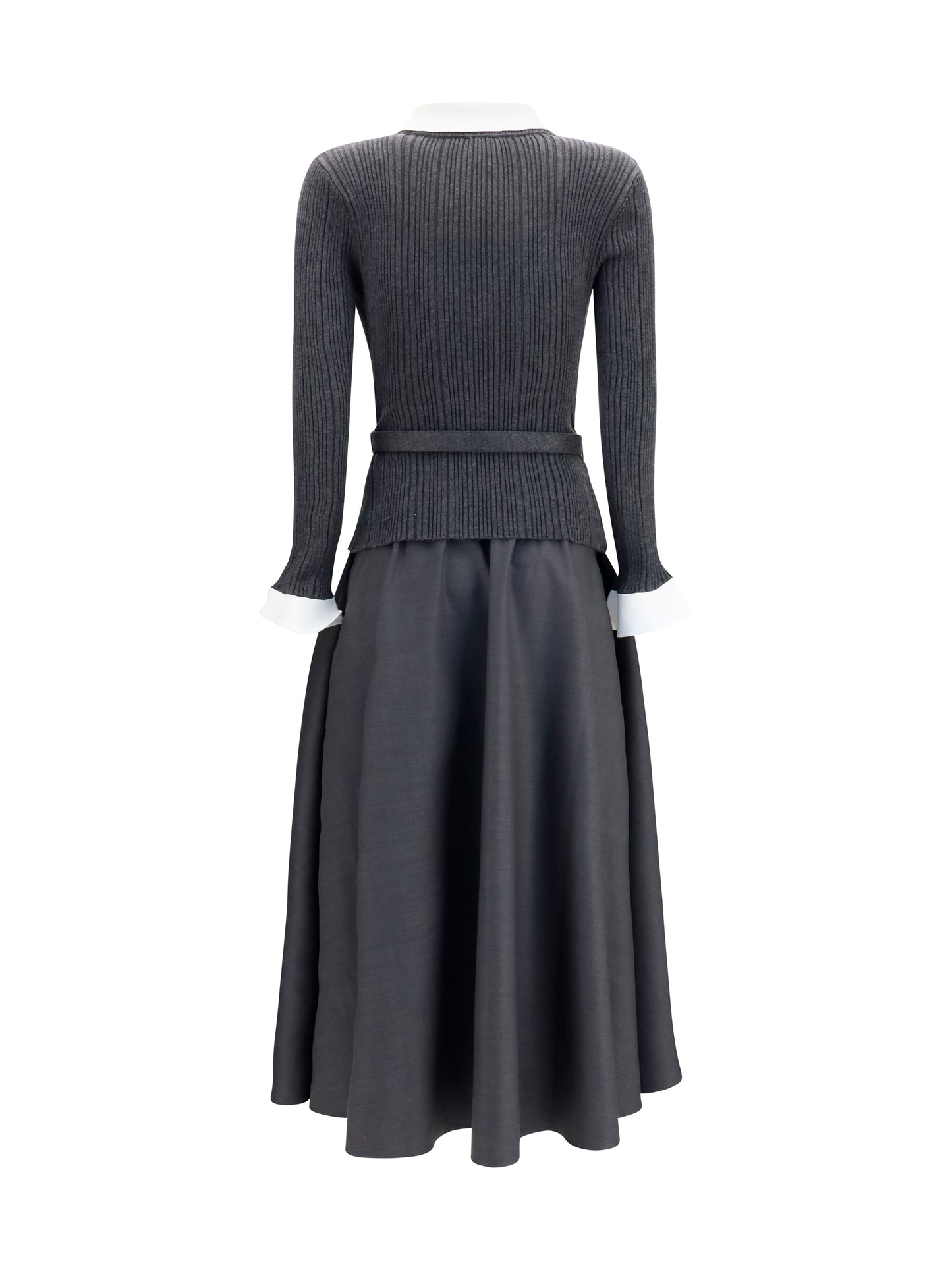Self-Portrait Women Knit And Twill Midi Dress SELF-PORTRAIT