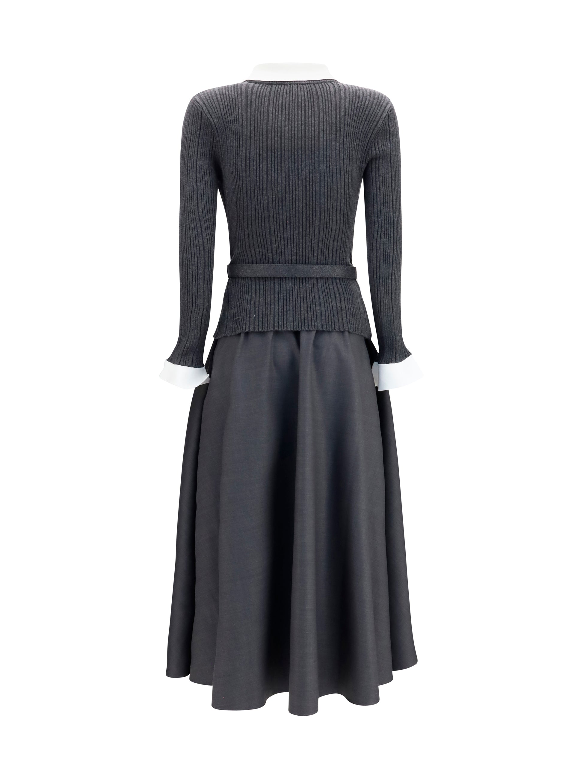 Self-Portrait Women Knit And Twill Midi Dress SELF-PORTRAIT