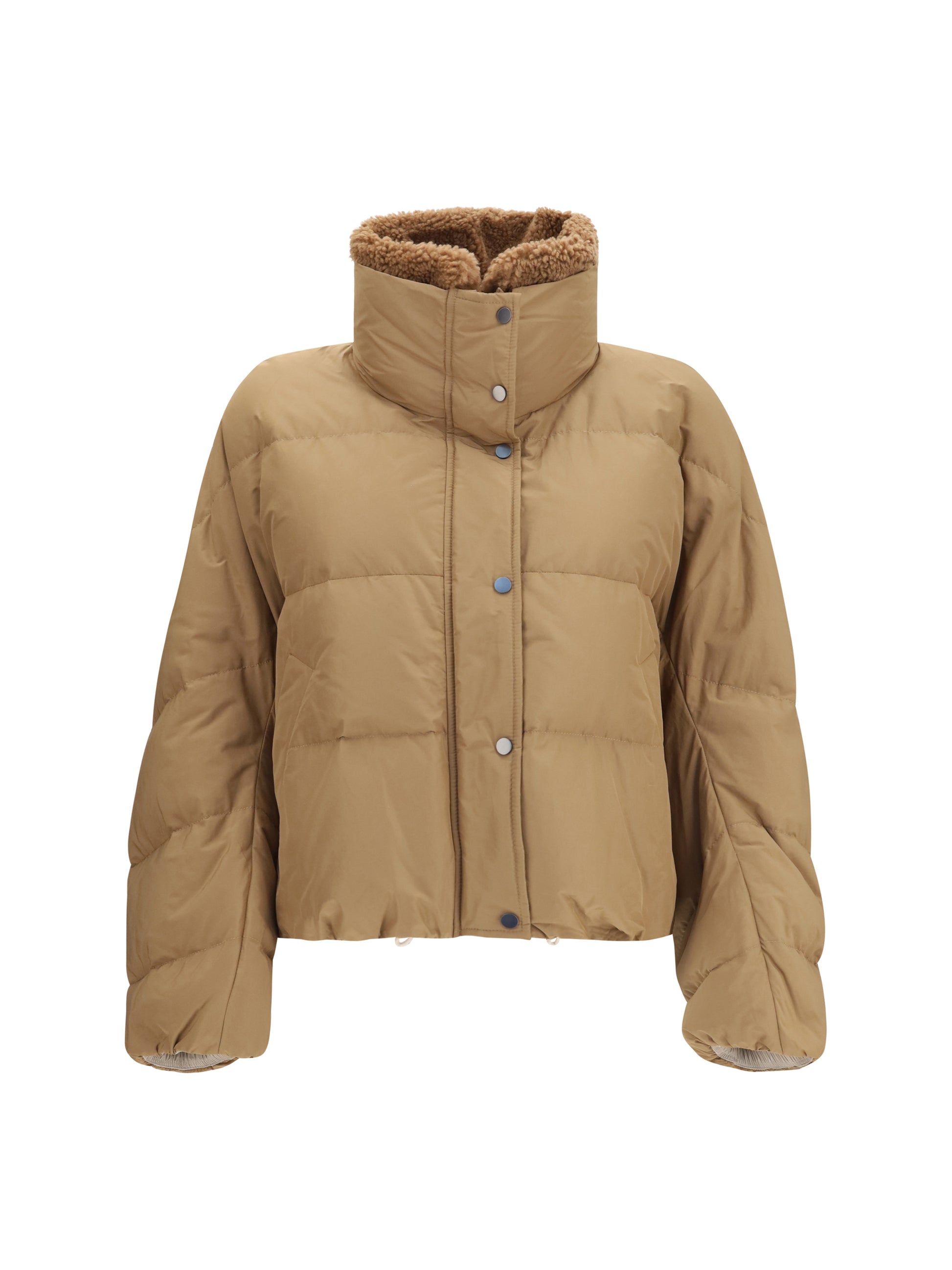 Brunello Cucinelli Women Padded Jacket With Shearling Collar BRUNELLO CUCINELLI
