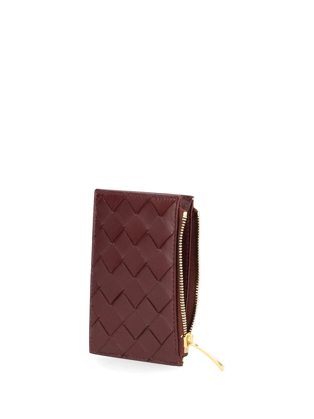 Bottega Veneta Women Woven Card Holder With Zip BOTTEGA VENETA