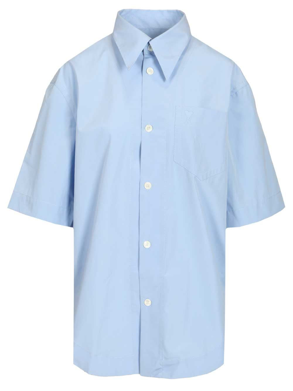 Ami Women Short-Sleeved Poplin Shirt AMI PARIS
