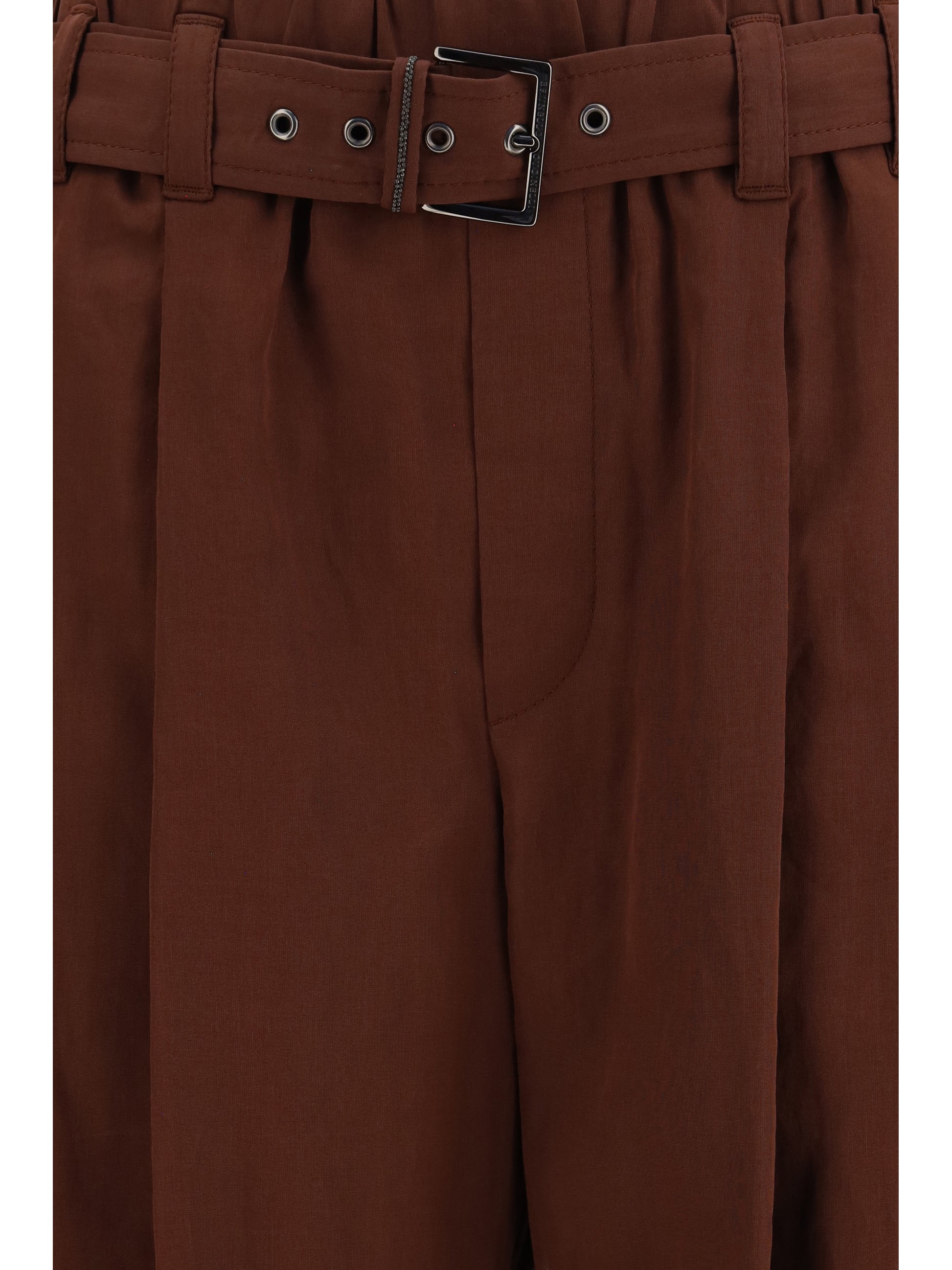 Brunello Cucinelli Women Cotton Loose Pants With Monili BRUNELLO CUCINELLI