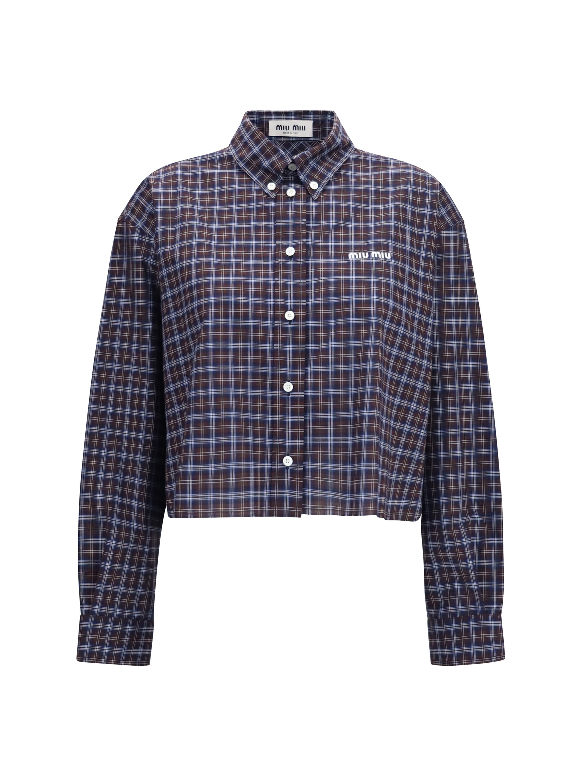 Miu Miu Women Checked Embroidered Shirt MIU MIU
