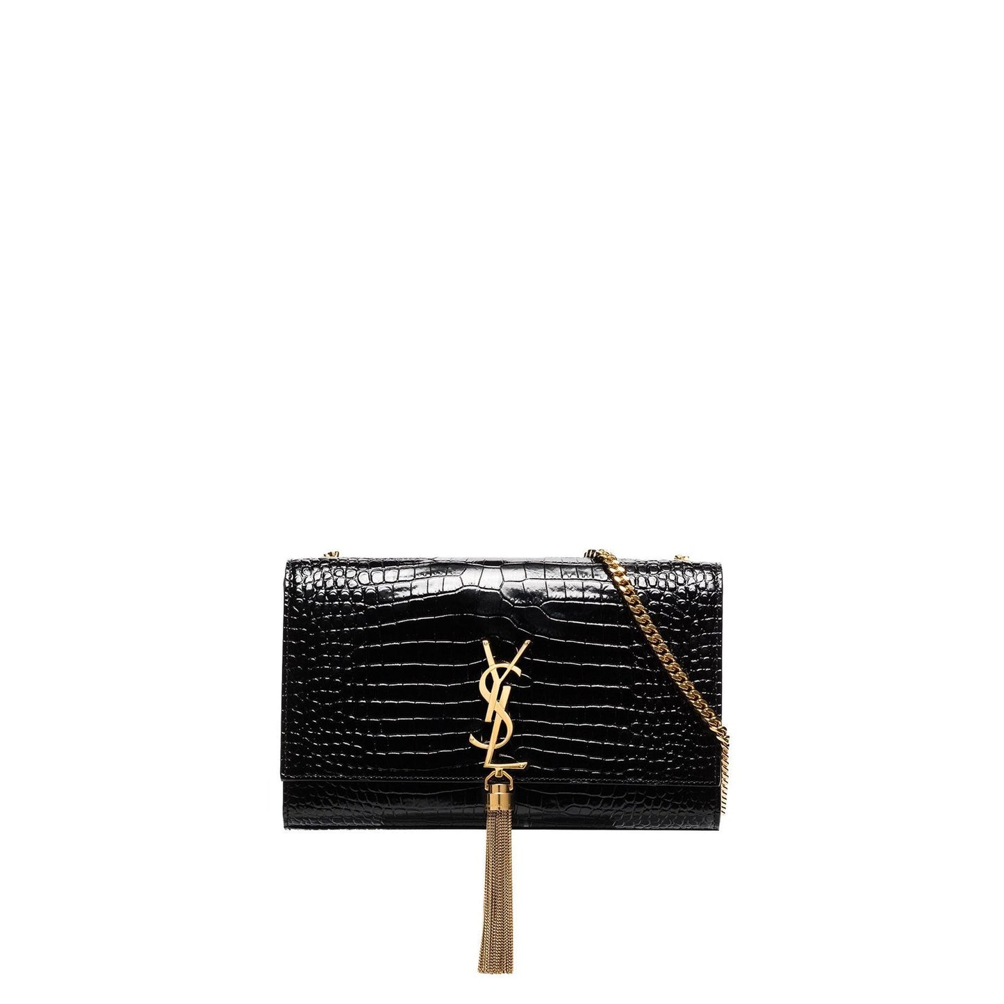 Saint Laurent Kate Medium Tassel Crocodile Embossed Leather Bag Women SAINT LAURENT