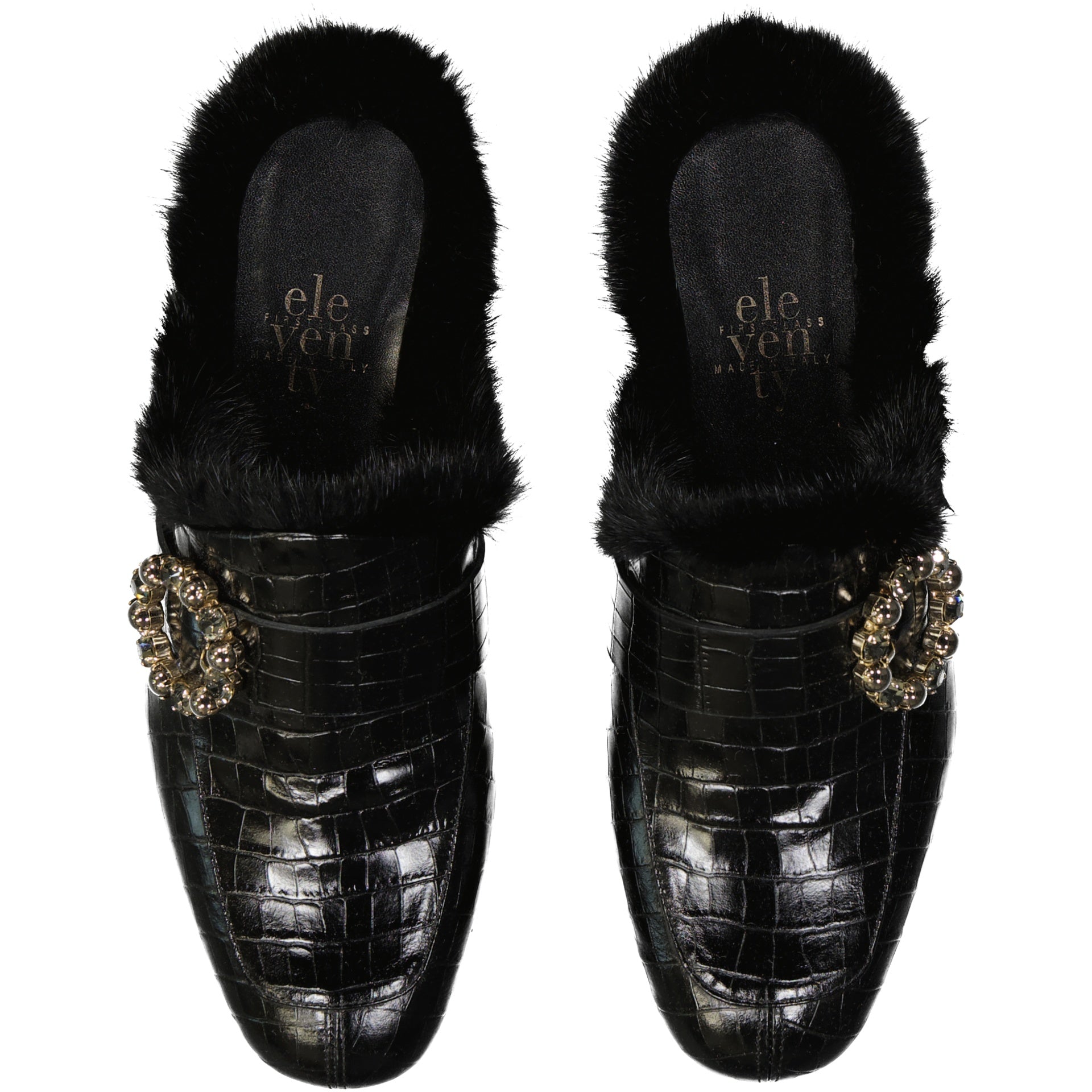 Eleventy Leather Fur Mules Women ELEVENTY