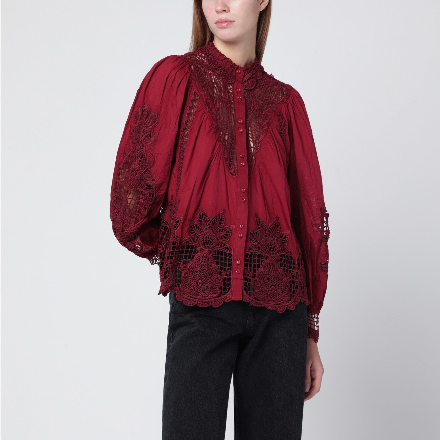 Farm Rio Berry Garden Blouse In Guipure Lace Women FARM Rio