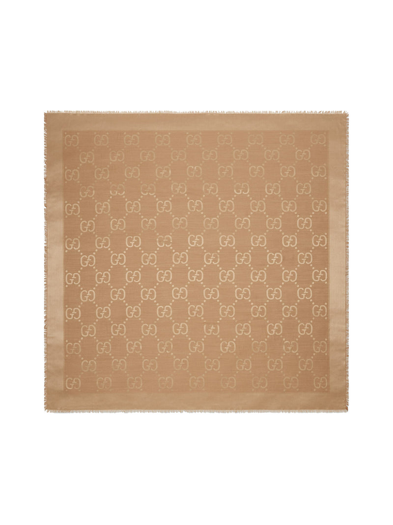 Gucci Women Jacquard Wool And Silk Shawl With Gg Pattern GUCCI