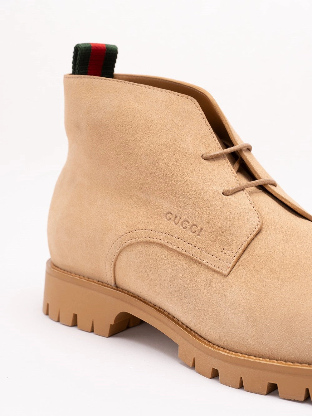 Gucci Men Lace-Up Ankle Boot With Web GUCCI