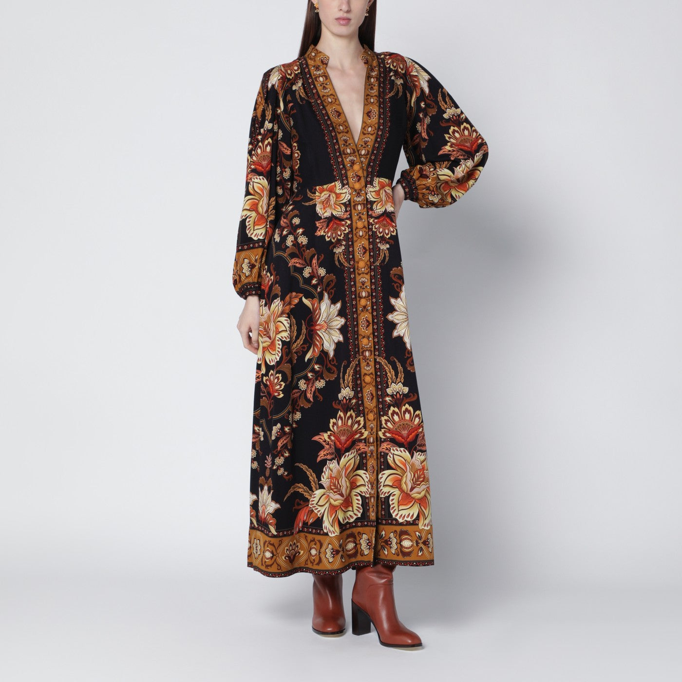 Farm Rio Black Â€Œmajestic Gardenâ€ Long Dress Women FARM Rio