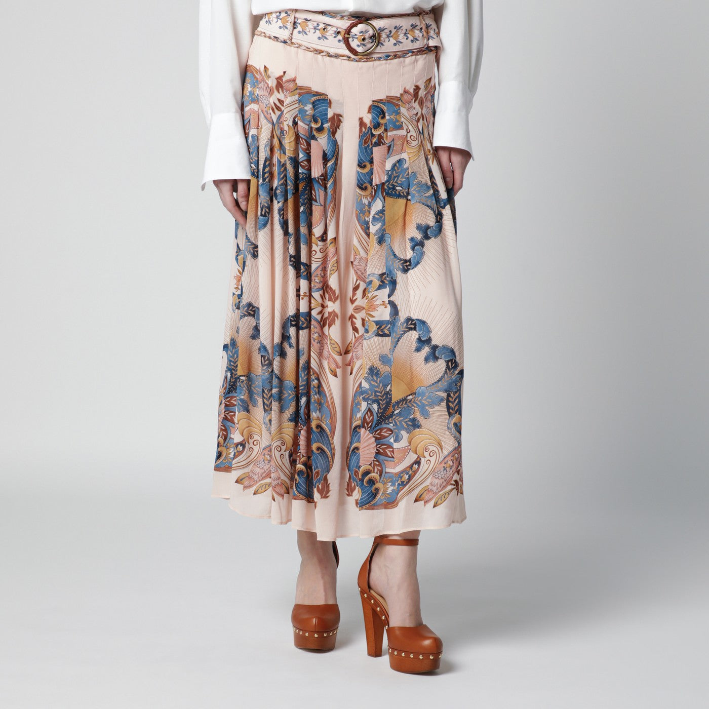 Farm Rio Pink Sea Garden Pleated Skirt Women FARM Rio