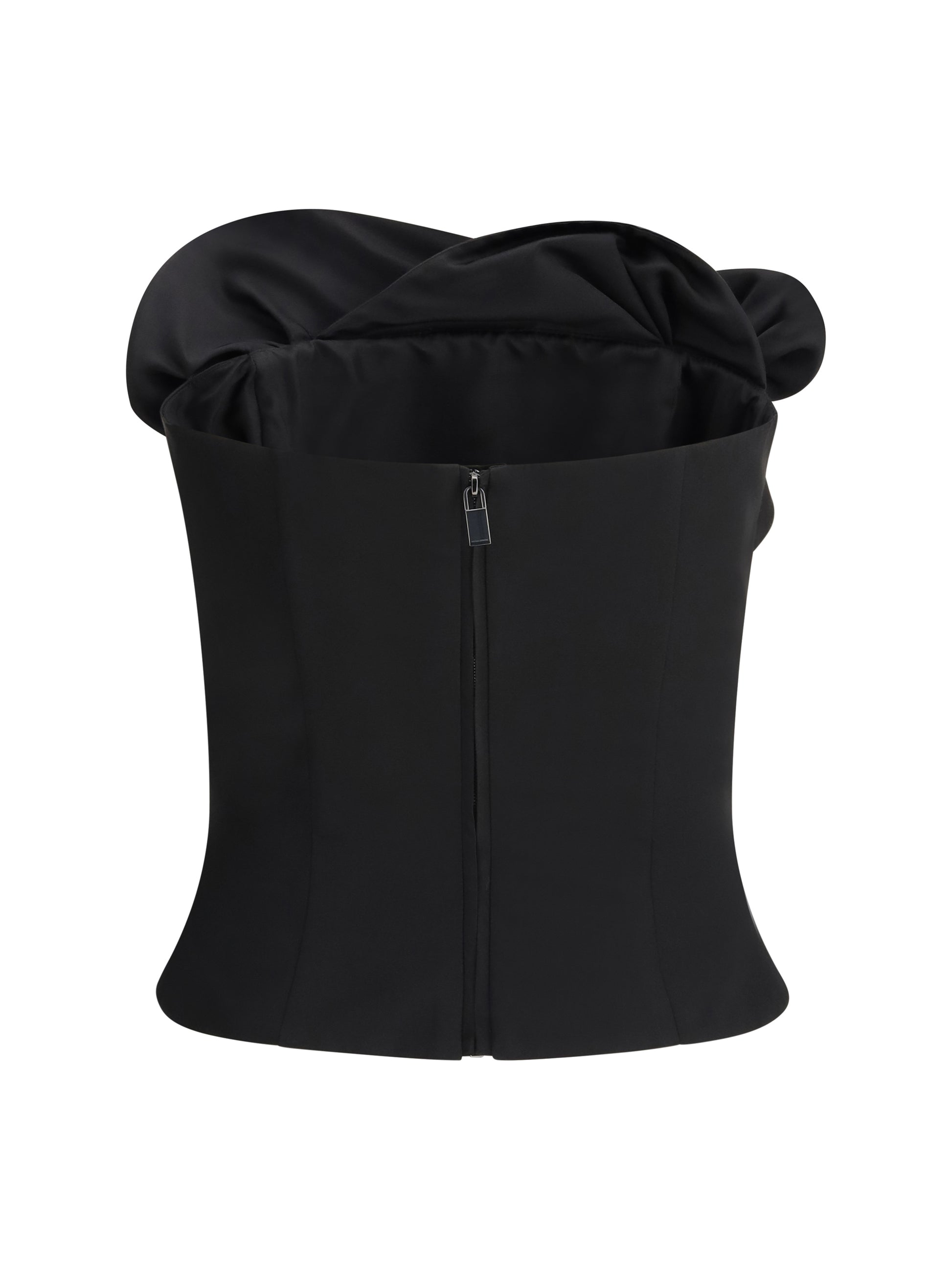 Magda Butrym Women Wool And Silk Corset Top With Sculptural Neckline MAGDA BUTRYM