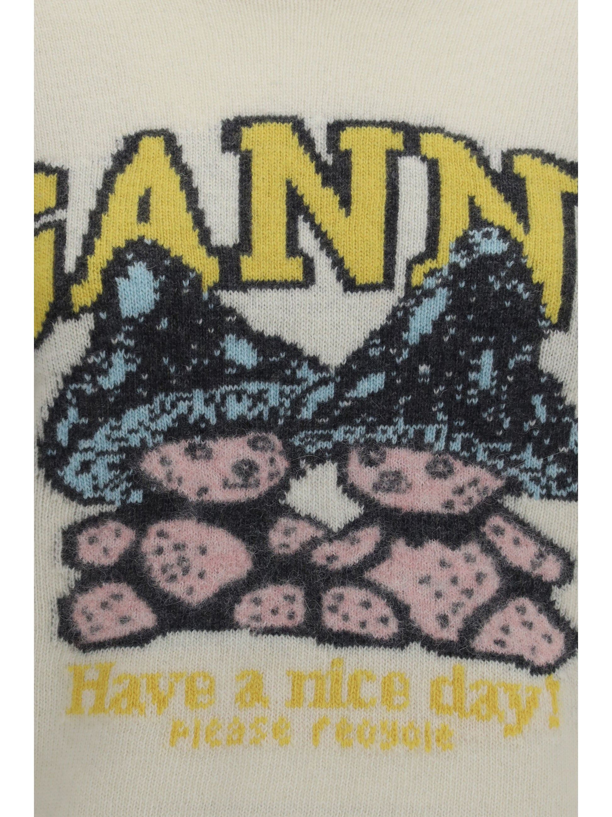Ganni Women Mushroom Teddy Wool-Blend Sweater GANNI