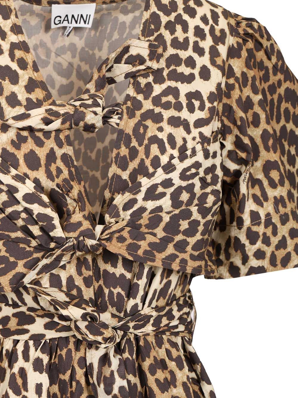 Ganni Women Leopard-Print Midi Dress GANNI