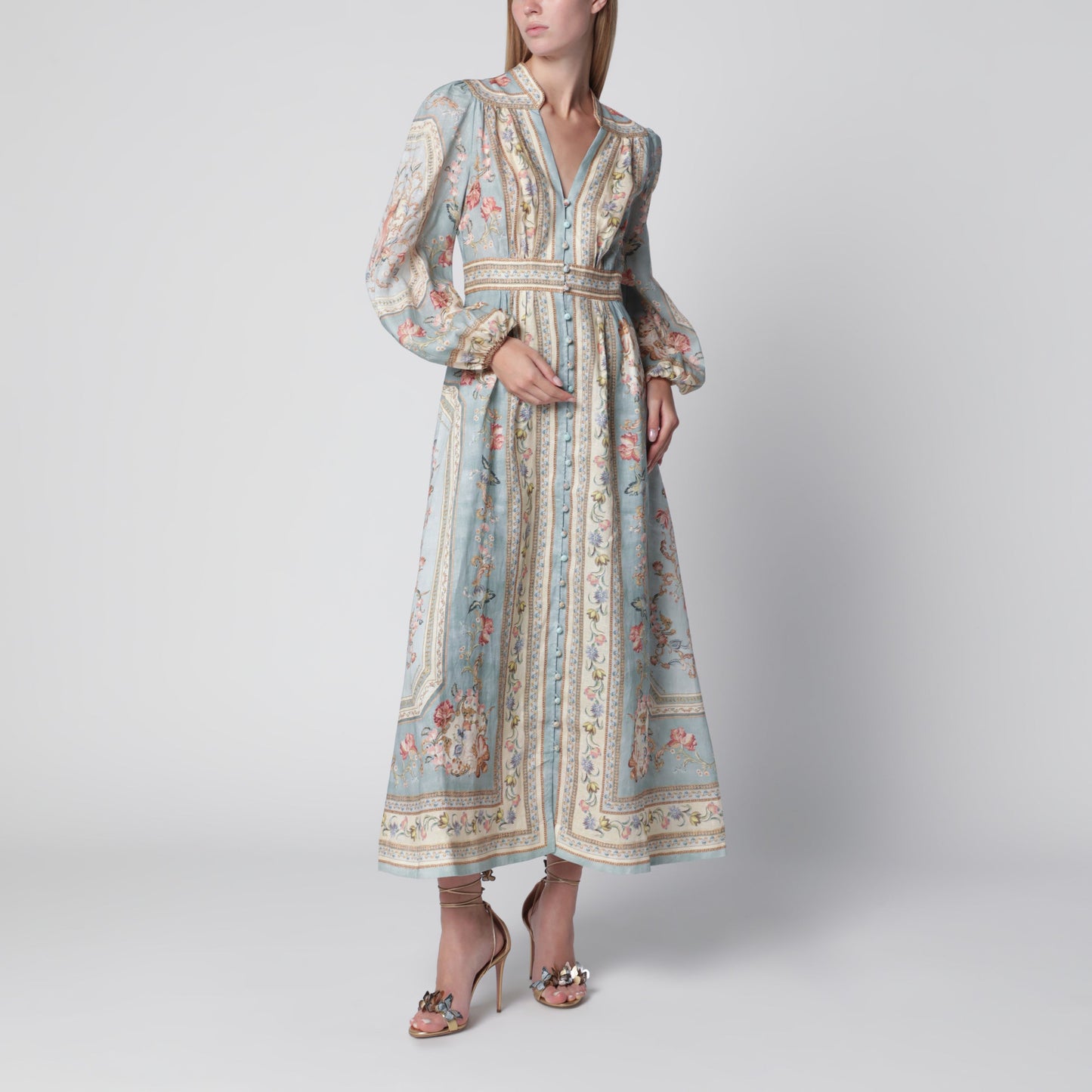 Zimmermann Roselight Midi Dress In Floral Linen Women ZIMMERMANN