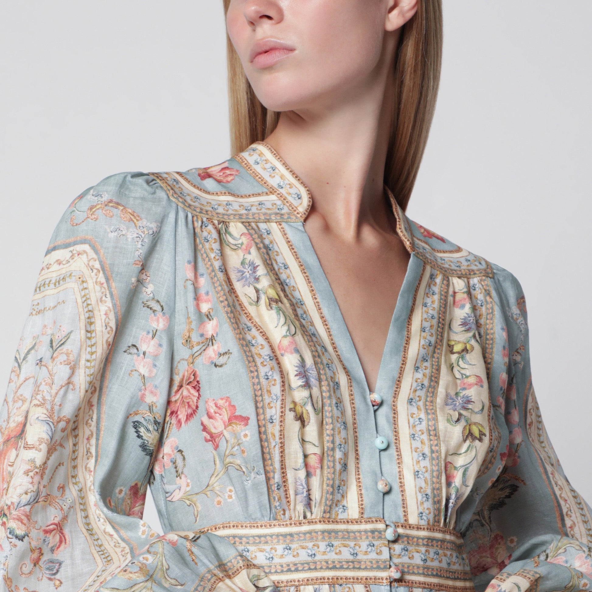 Zimmermann Roselight Midi Dress In Floral Linen Women ZIMMERMANN