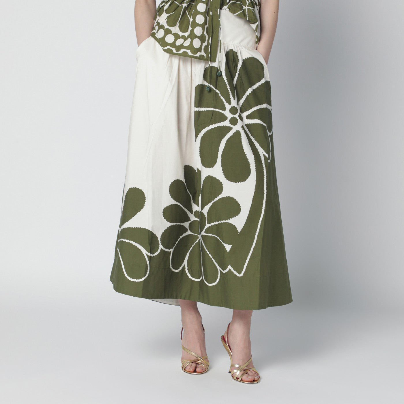 Farm Rio Palermo Maxi Skirt With Green Print Women FARM Rio