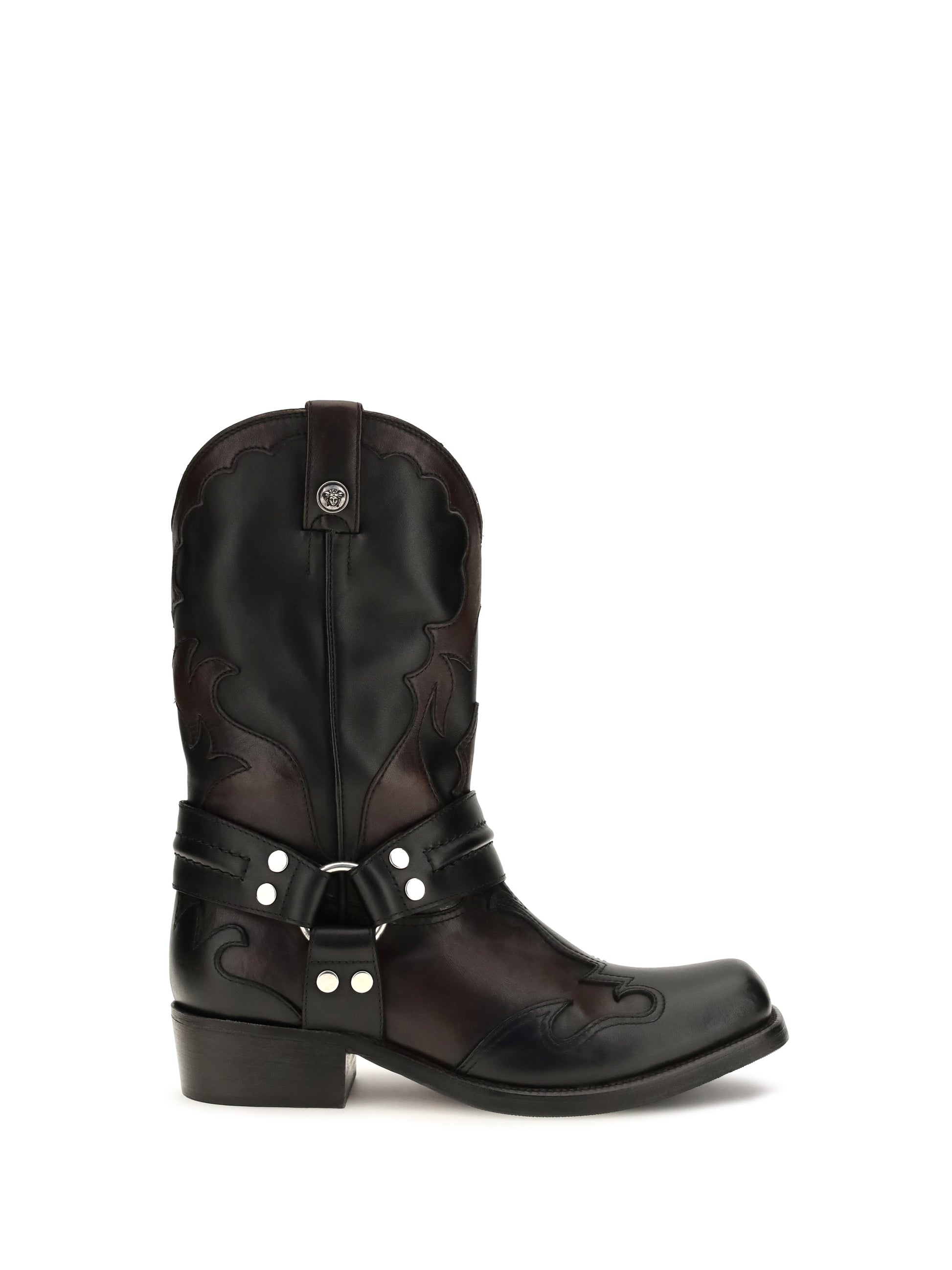 Versace Women Sylvester Leather Cowboy Boots VERSACE