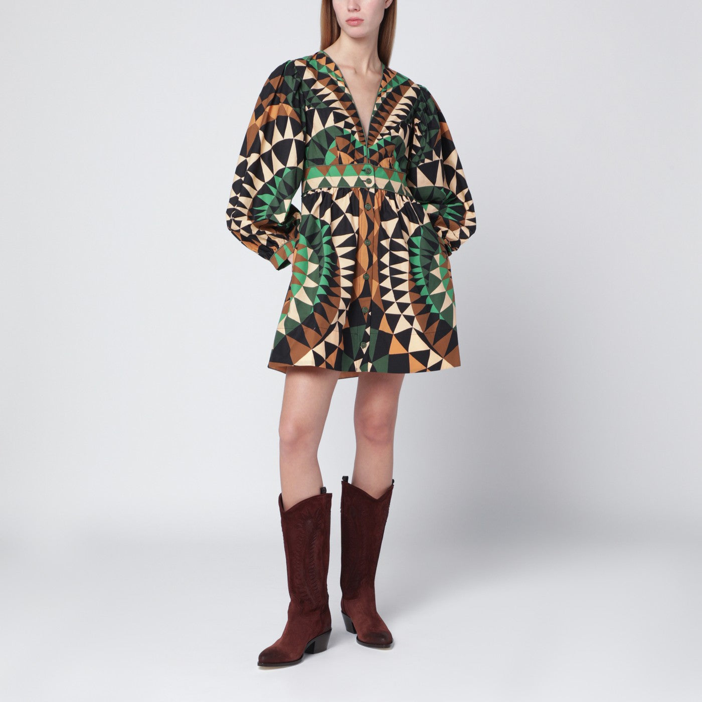 Farm Rio Green Heart Deco Mini Dress Women FARM Rio