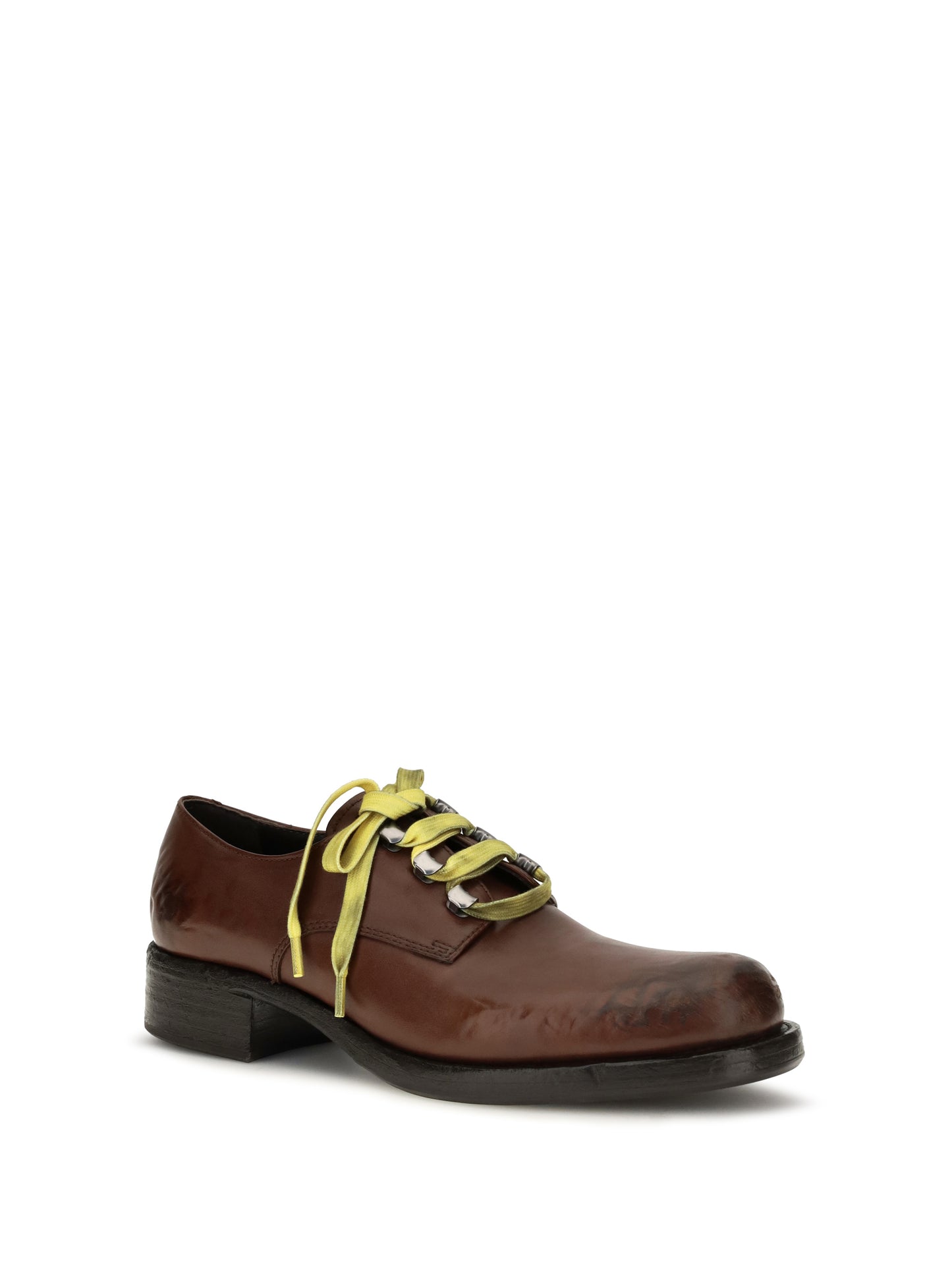 Prada Women Antique Leather Lace-Up Loafers PRADA