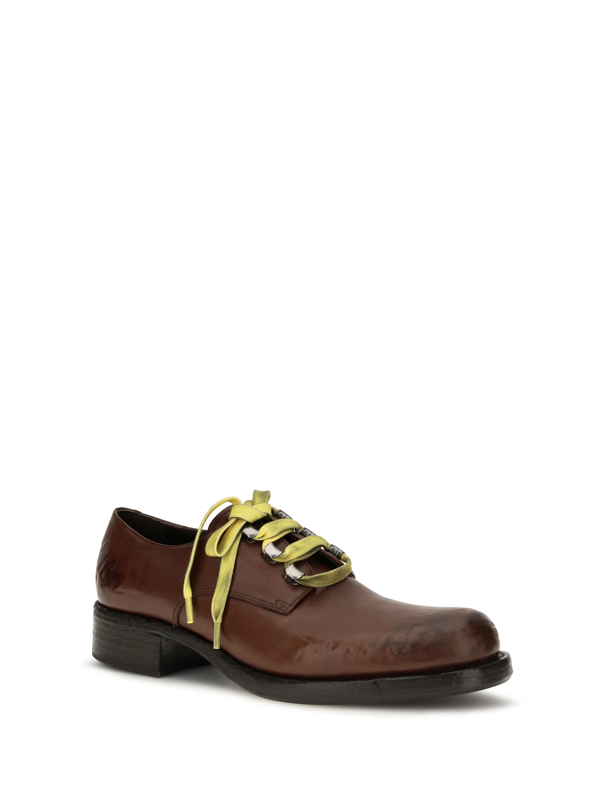 Prada Women Antique Leather Lace-Up Loafers PRADA