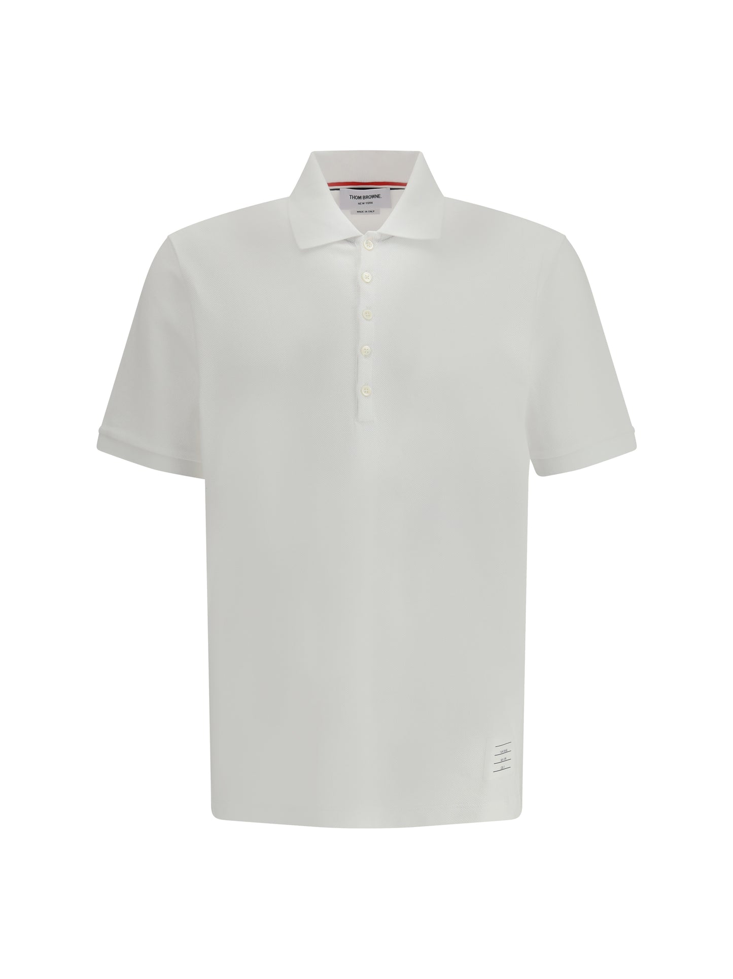 Thom Browne Men Polo Shirt Whit Iconic Bands THOM BROWNE