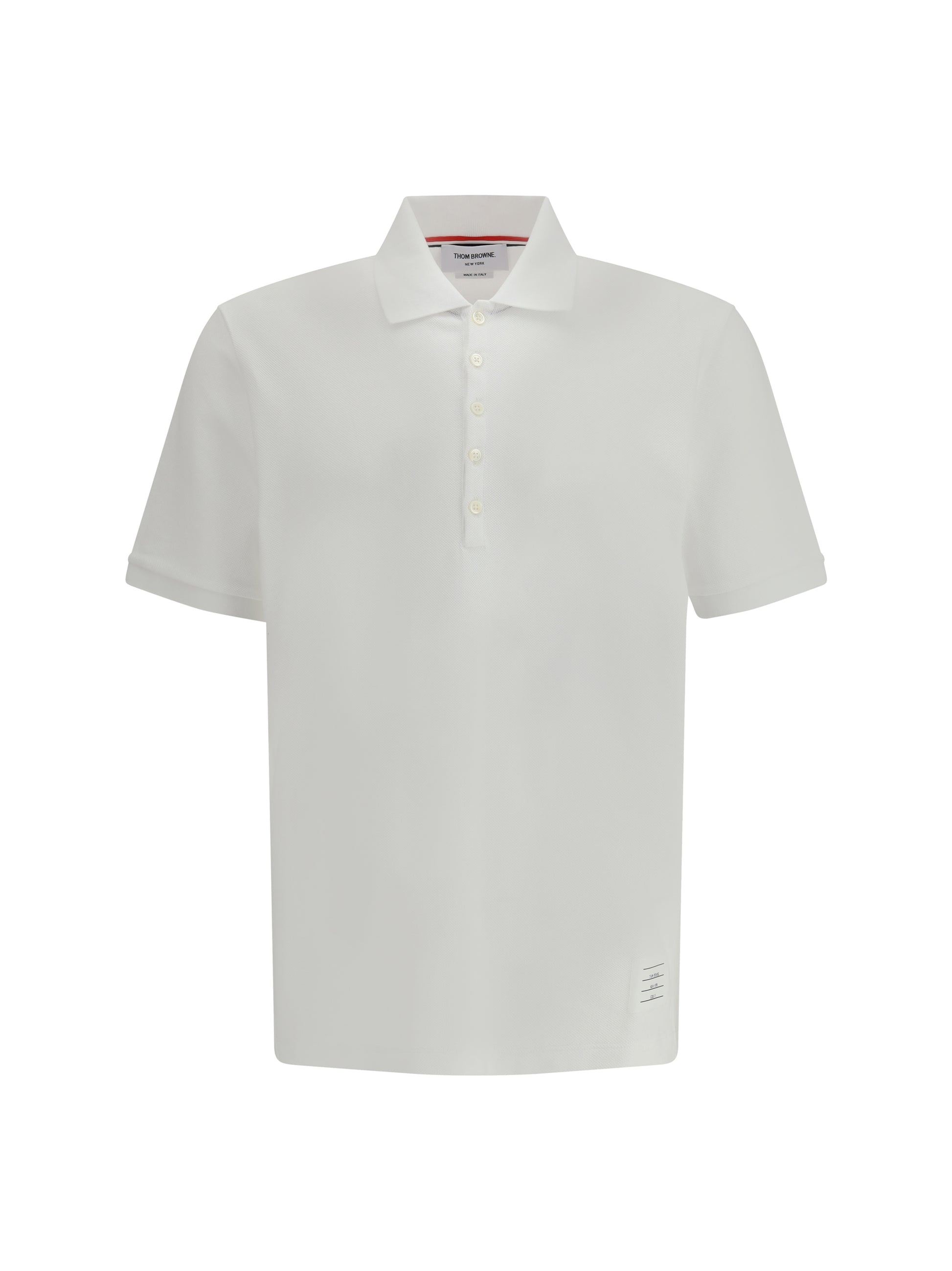 Thom Browne Men Polo Shirt Whit Iconic Bands THOM BROWNE